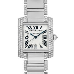 Cartier Tank Francaise 18K White Gold Diamond Silver Dial Unisex Watch WE1003SF