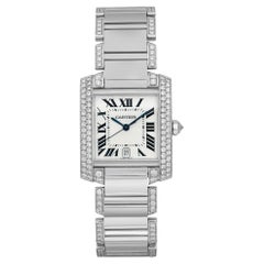 Cartier: Unisex-Uhr WE1003SF, Tank Francaise, 18 Karat Weißgold, Diamant-Silber-Zifferblatt