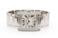 Cartier Tank Francaise 18k White Gold Diamond Watch WE1018S3 2491 Box & Papers