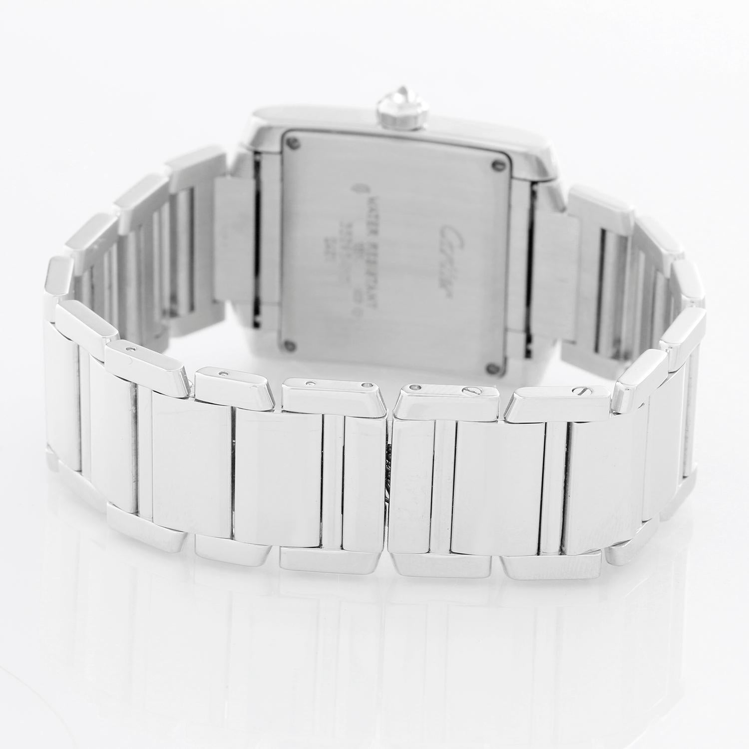 Cartier Tank Francaise 18 Karat White Gold Midsize Watch WE101851 In Excellent Condition In Dallas, TX