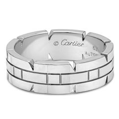 Cartier Tank Francaise 18K White Gold Plain Men's Wedding Band Ring