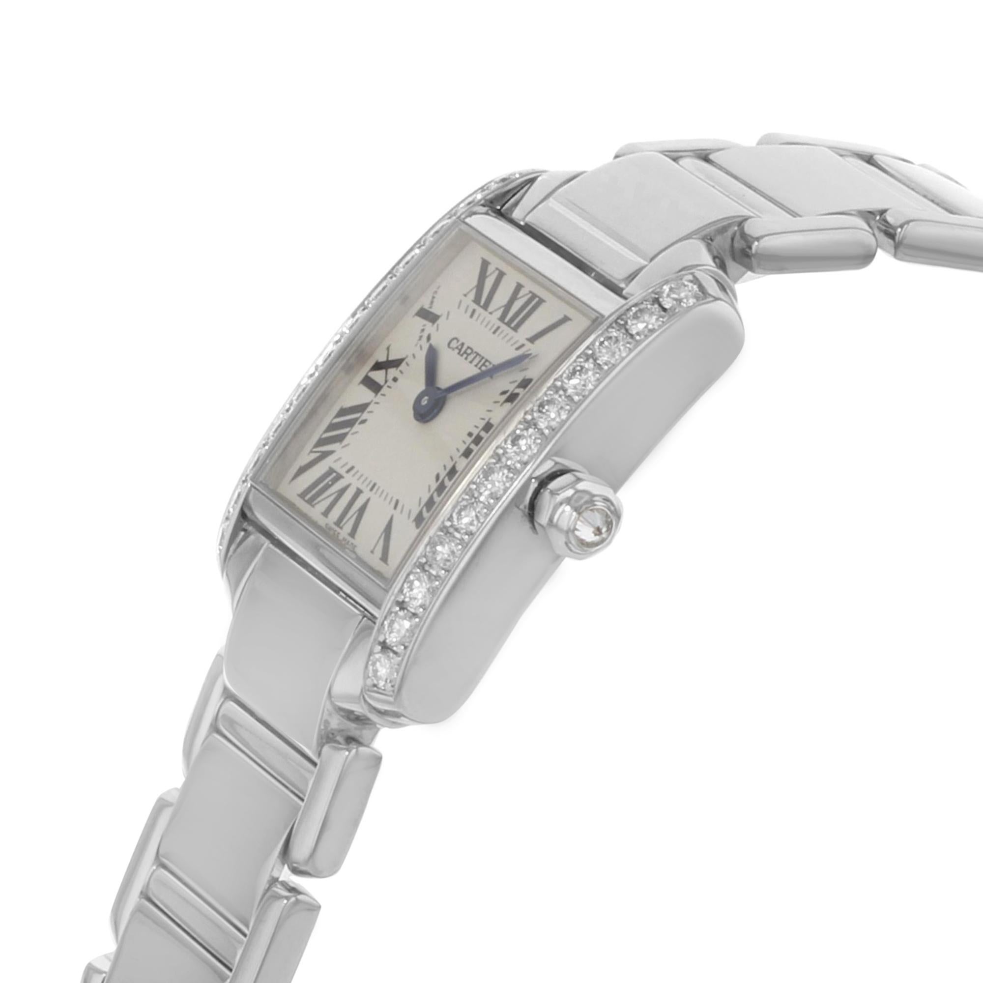 cartier tank francaise 18kt white gold diamond ladies watch we1002s3