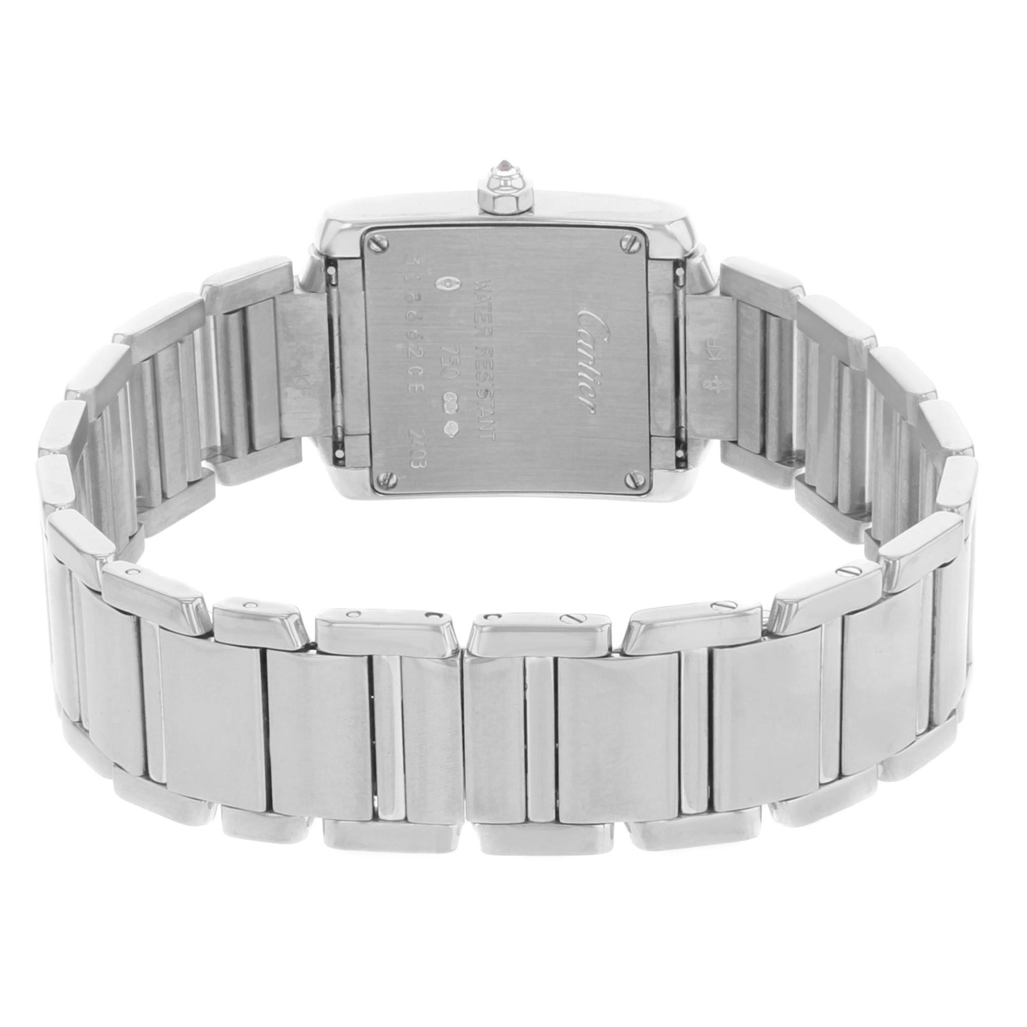 Cartier Tank Francaise 18 Karat White Gold Quartz Ladies Watch WE1002S3 New B/P In Excellent Condition In New York, NY