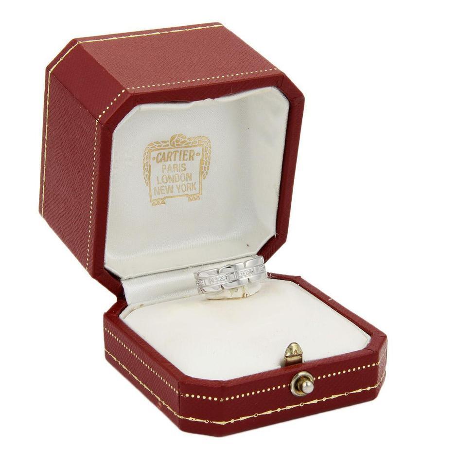 Modern Cartier Tank Francaise 18 Karat White Gold Ring with Diamonds