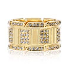 Cartier Tank Francaise 18K Yellow Gold 2.00cttw Round Diamond 11mm Wide Ring