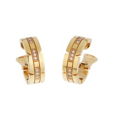 Cartier Tank Francaise 18K Yellow Gold Diamond Hoop Earrings