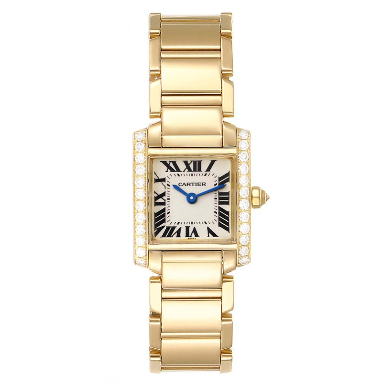 Cartier Tank Francaise 18 Karat Yellow Gold Diamond Ladies Watch We1001r8 For Sale At 1stdibs