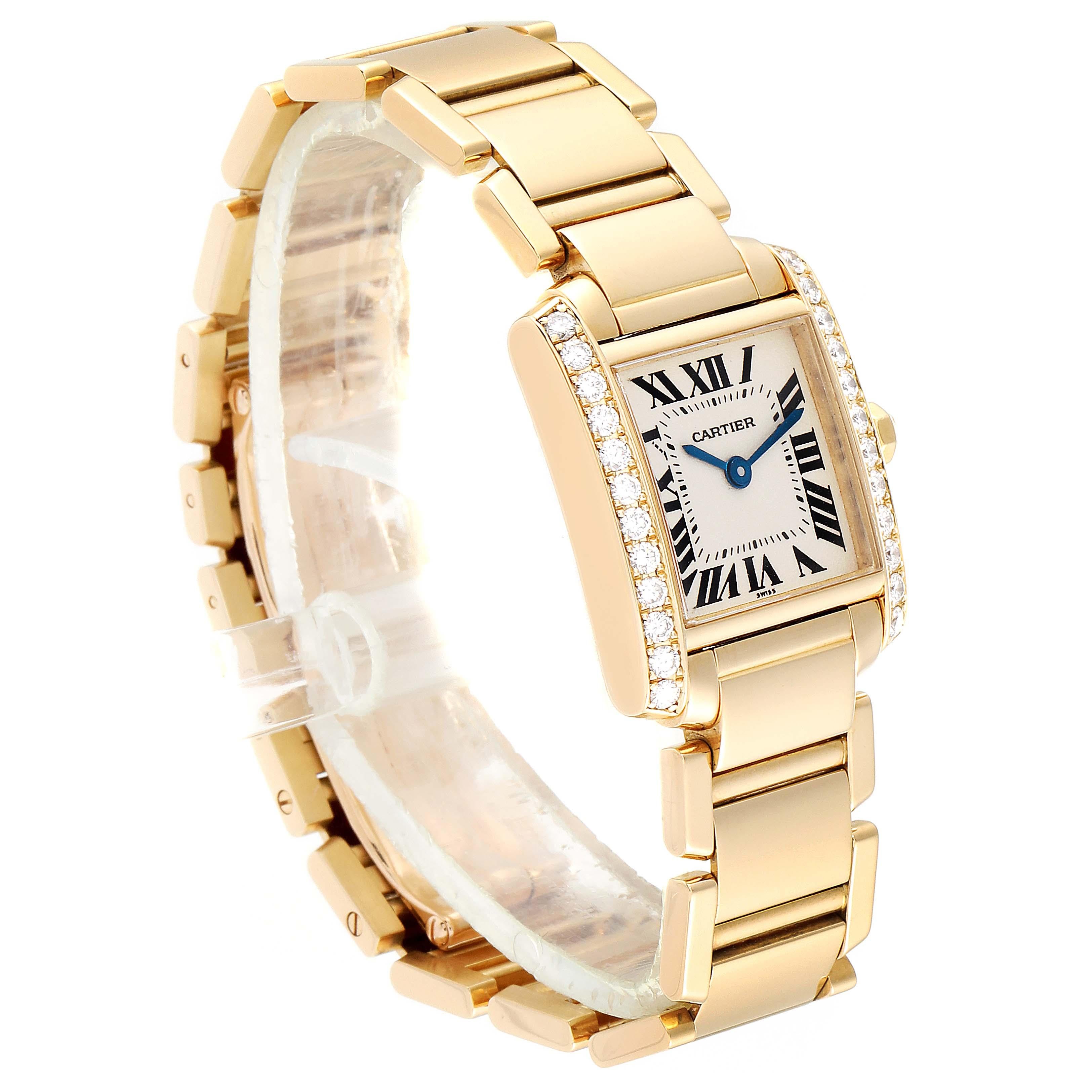 Cartier Tank Francaise 18 Karat Yellow Gold Diamond Ladies Watch WE1001R8 In Excellent Condition In Atlanta, GA