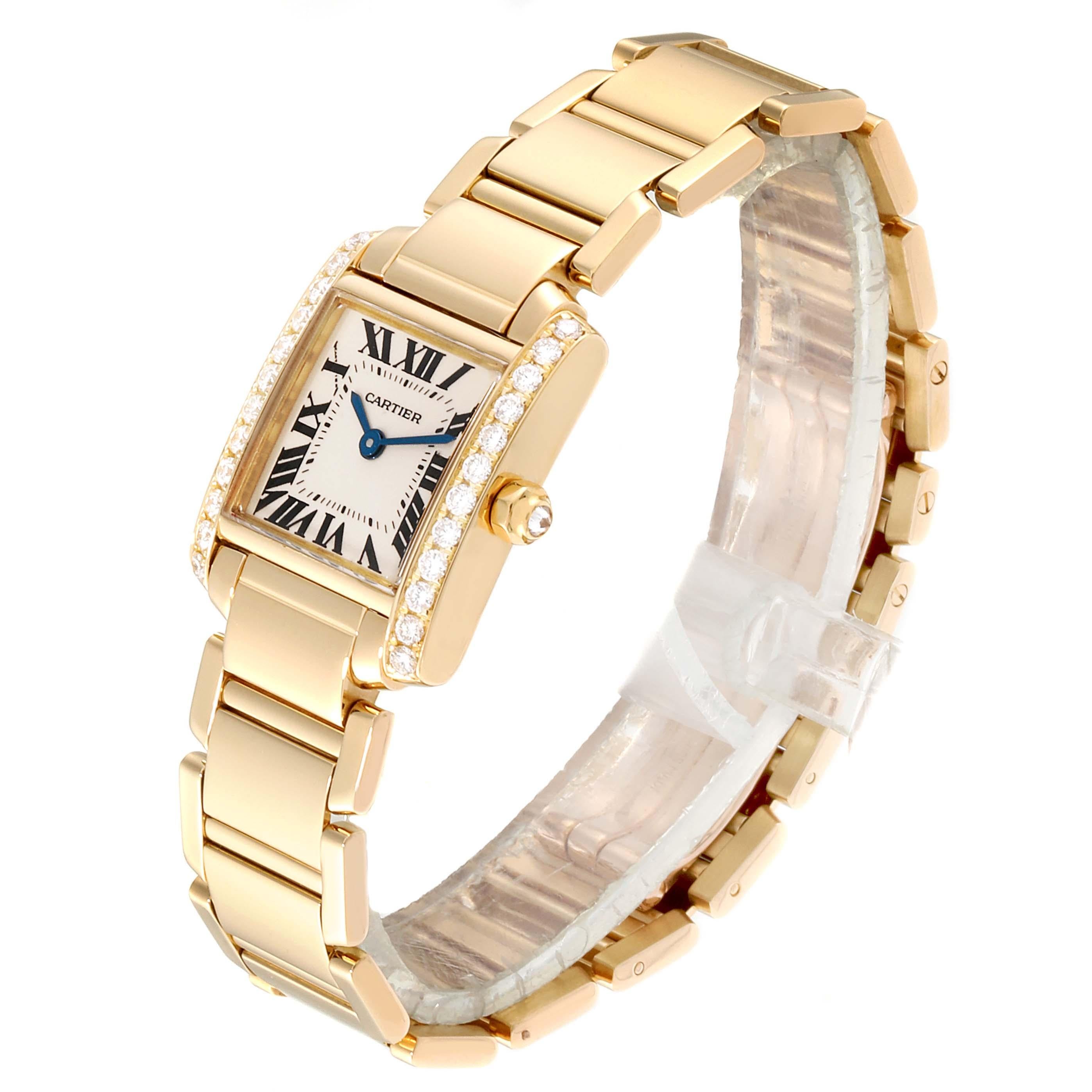 Cartier Tank Francaise 18 Karat Yellow Gold Diamond Ladies Watch WE1001R8 In Excellent Condition For Sale In Atlanta, GA