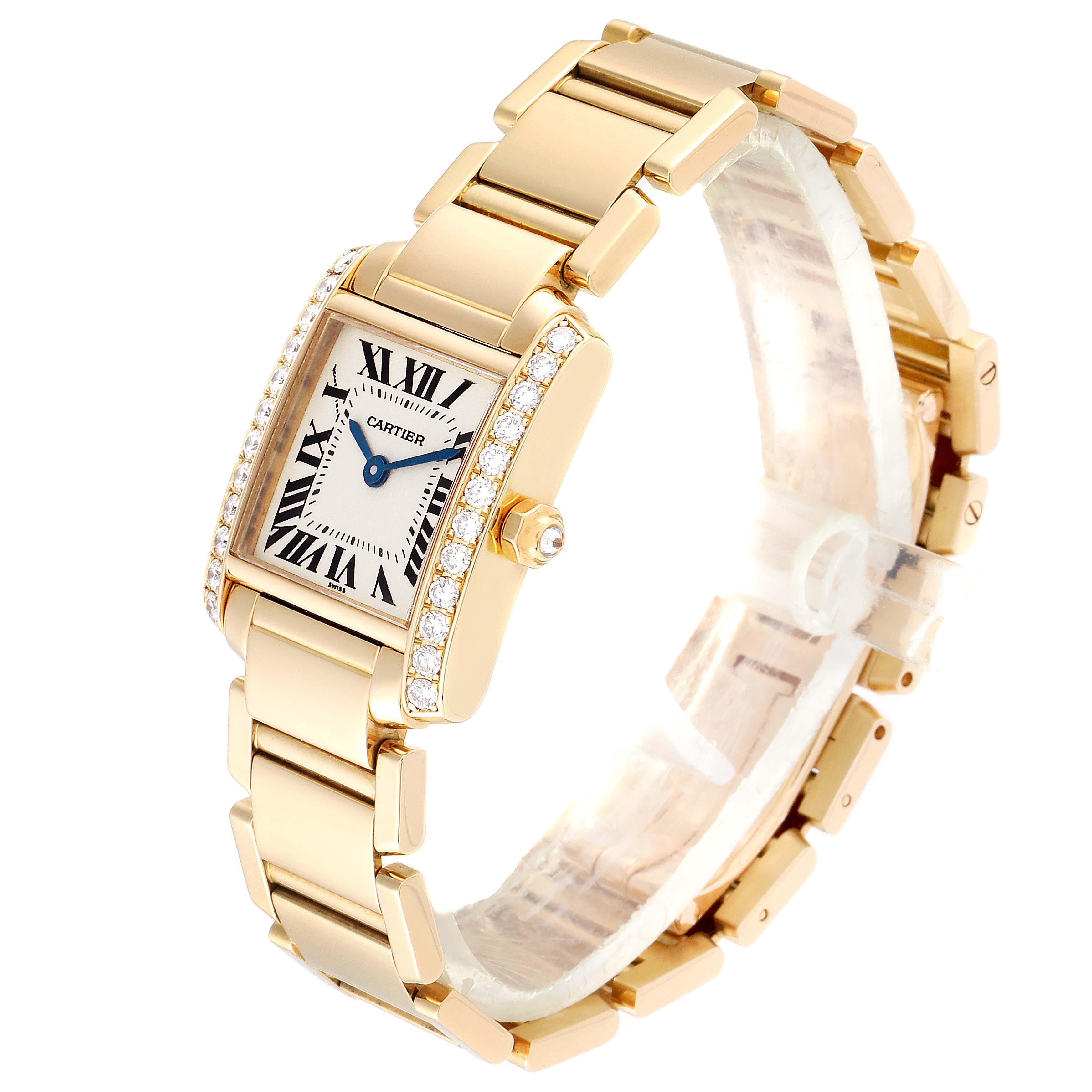 Women's Cartier Tank Francaise 18 Karat Yellow Gold Diamond Ladies Watch WE1001R8