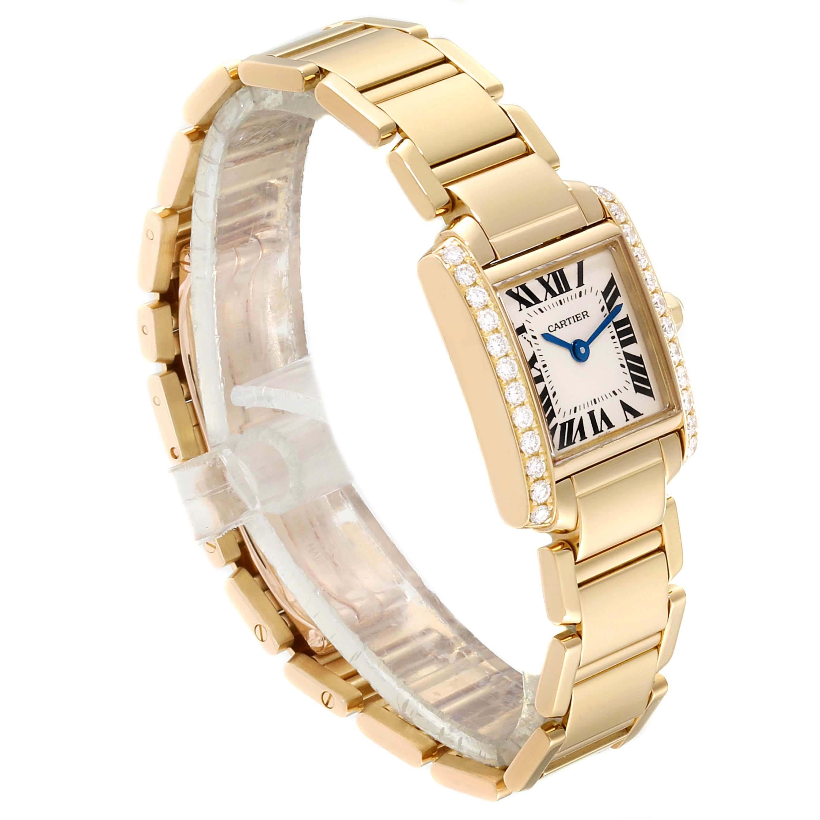 Women's Cartier Tank Francaise 18 Karat Yellow Gold Diamond Ladies Watch WE1001R8 For Sale
