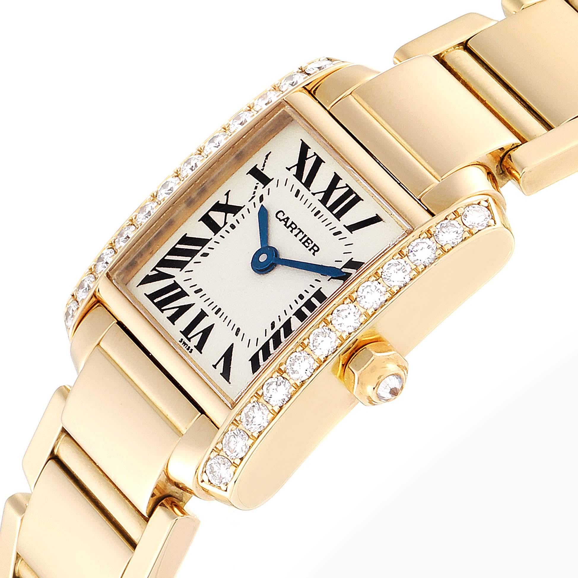 Cartier Tank Francaise 18 Karat Yellow Gold Diamond Ladies Watch WE1001R8 1