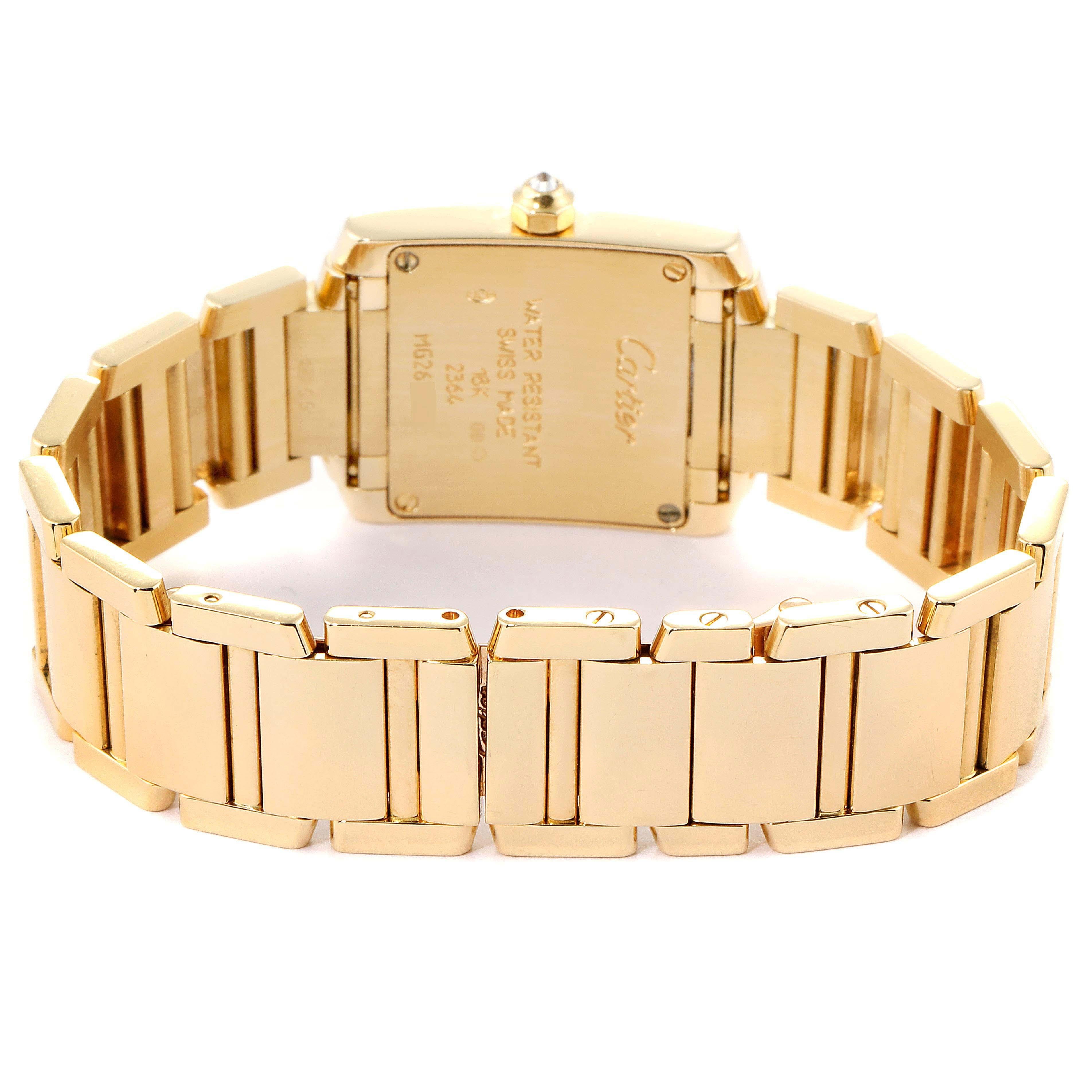 Cartier Tank Francaise 18 Karat Yellow Gold Diamond Ladies Watch WE1001R8 For Sale 3