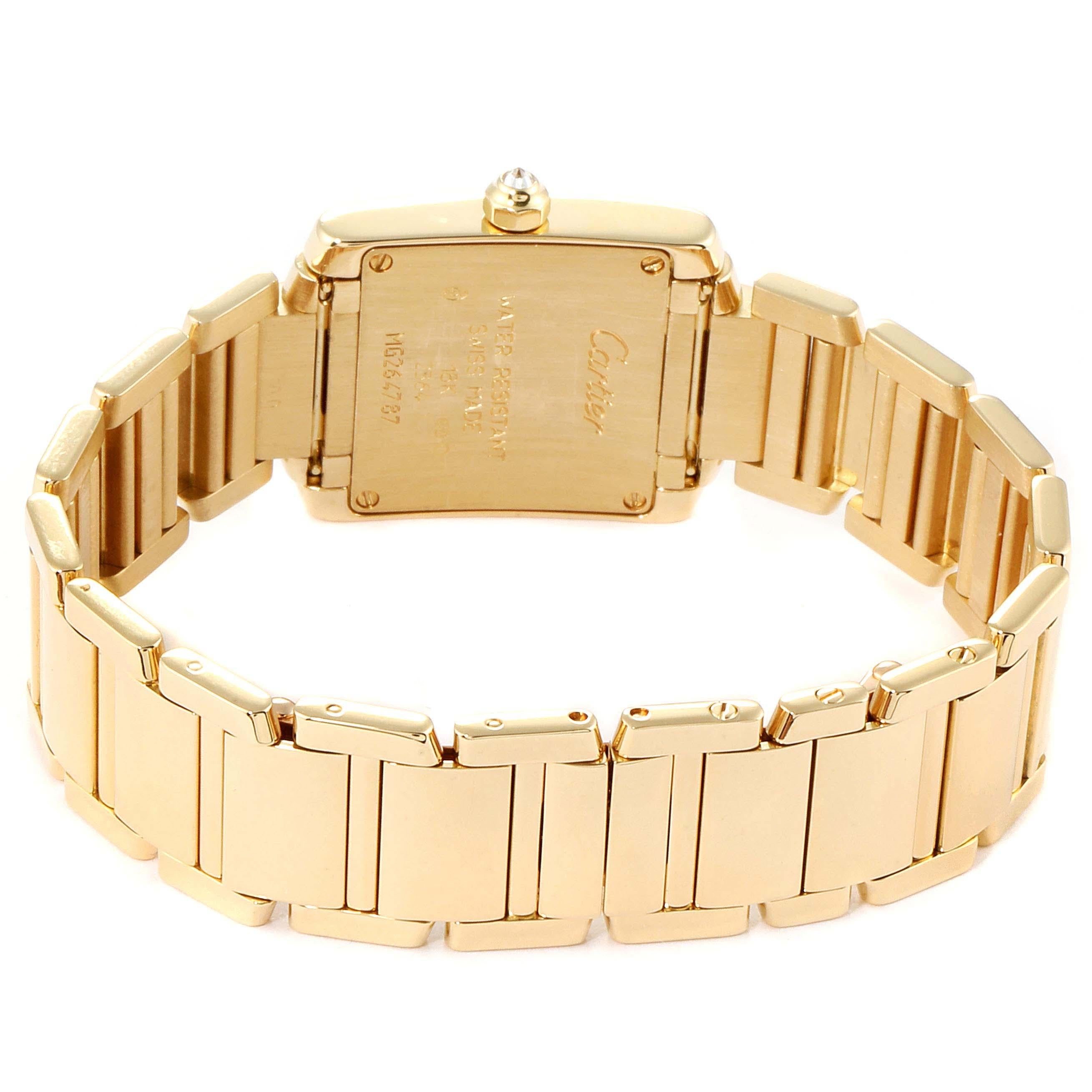 Cartier Tank Francaise 18 Karat Yellow Gold Diamond Ladies Watch WE1001R8 For Sale 3