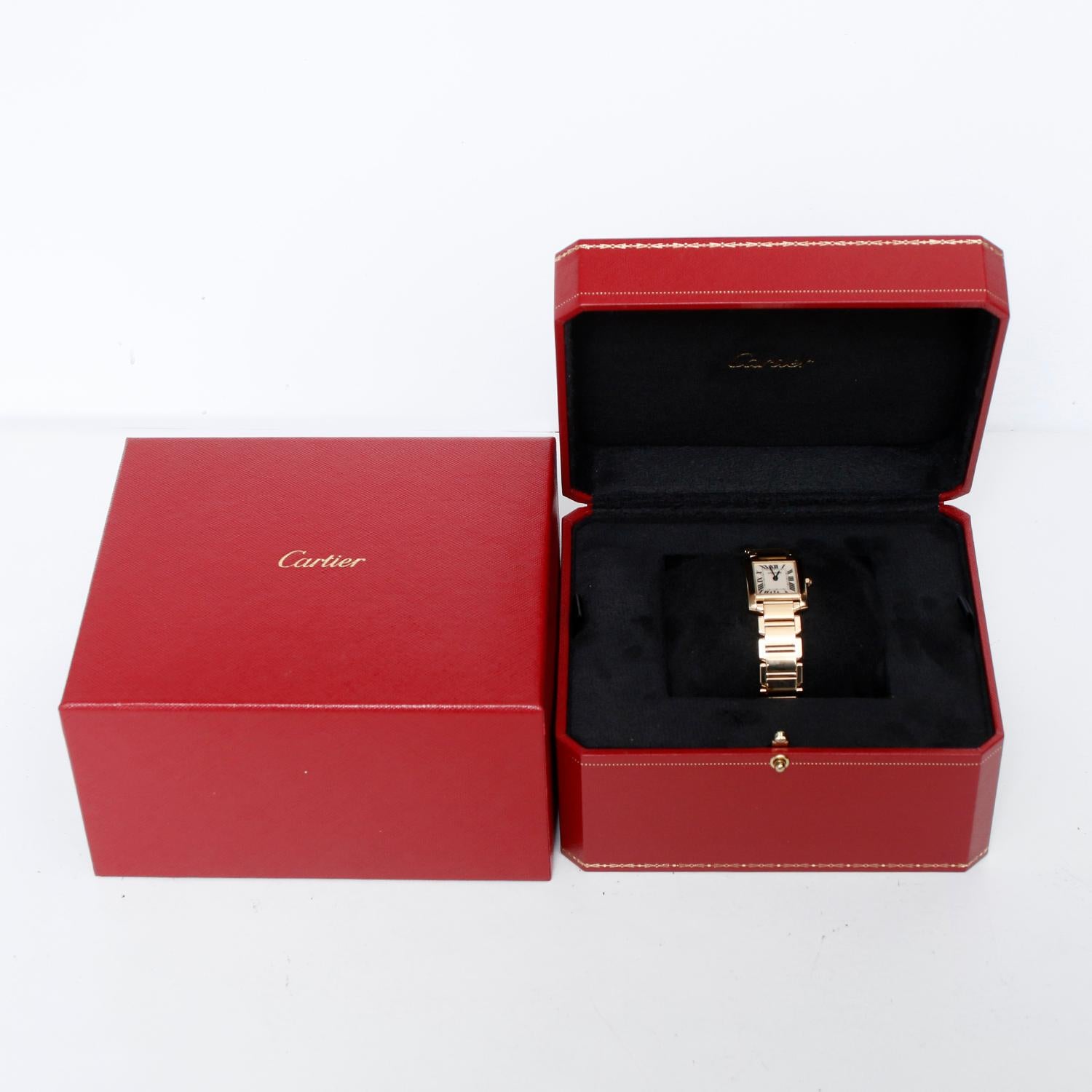 Cartier Tank Francaise 18k Yellow Gold Ladies Watch 2385 W50002N2 In Excellent Condition In Dallas, TX