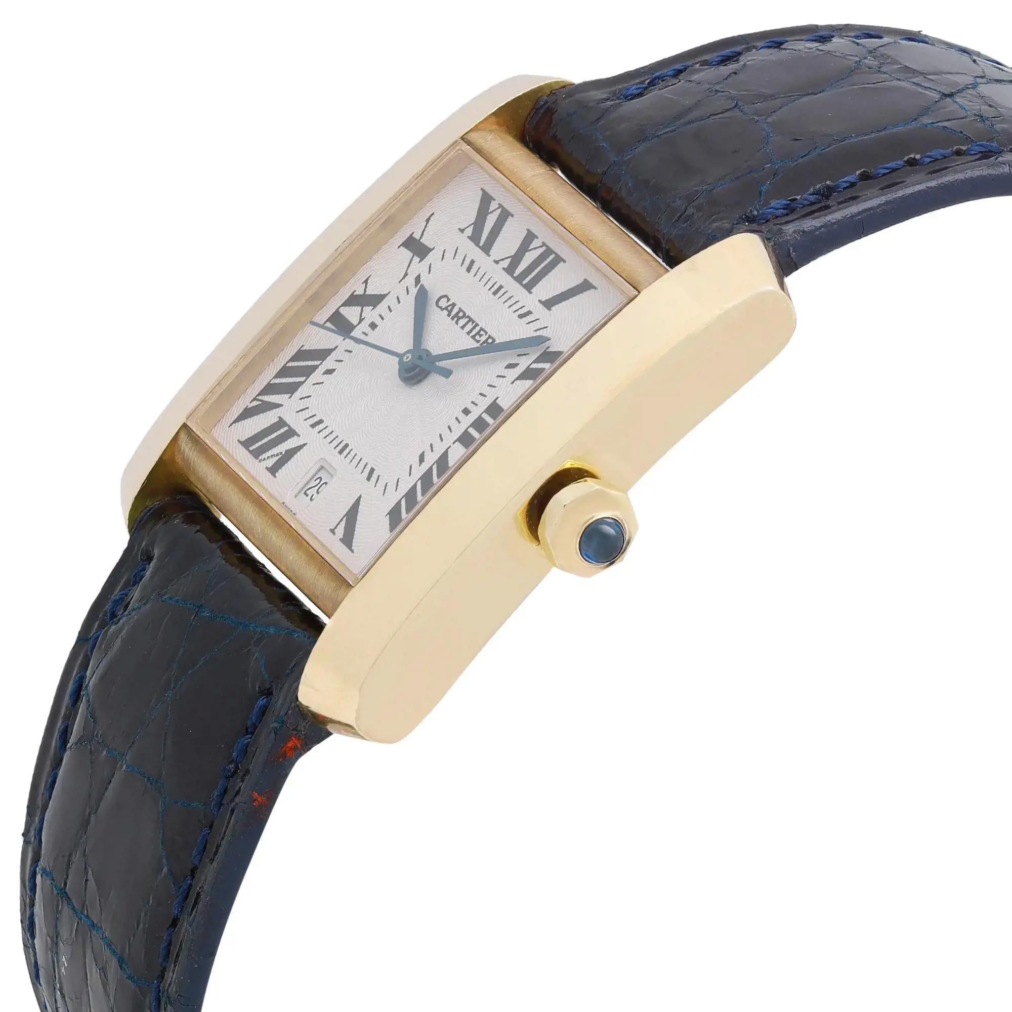 Cartier Tank Francaise 18K Yellow Gold Silver Dial Automatic Mens Watch W5000156 In Fair Condition In New York, NY