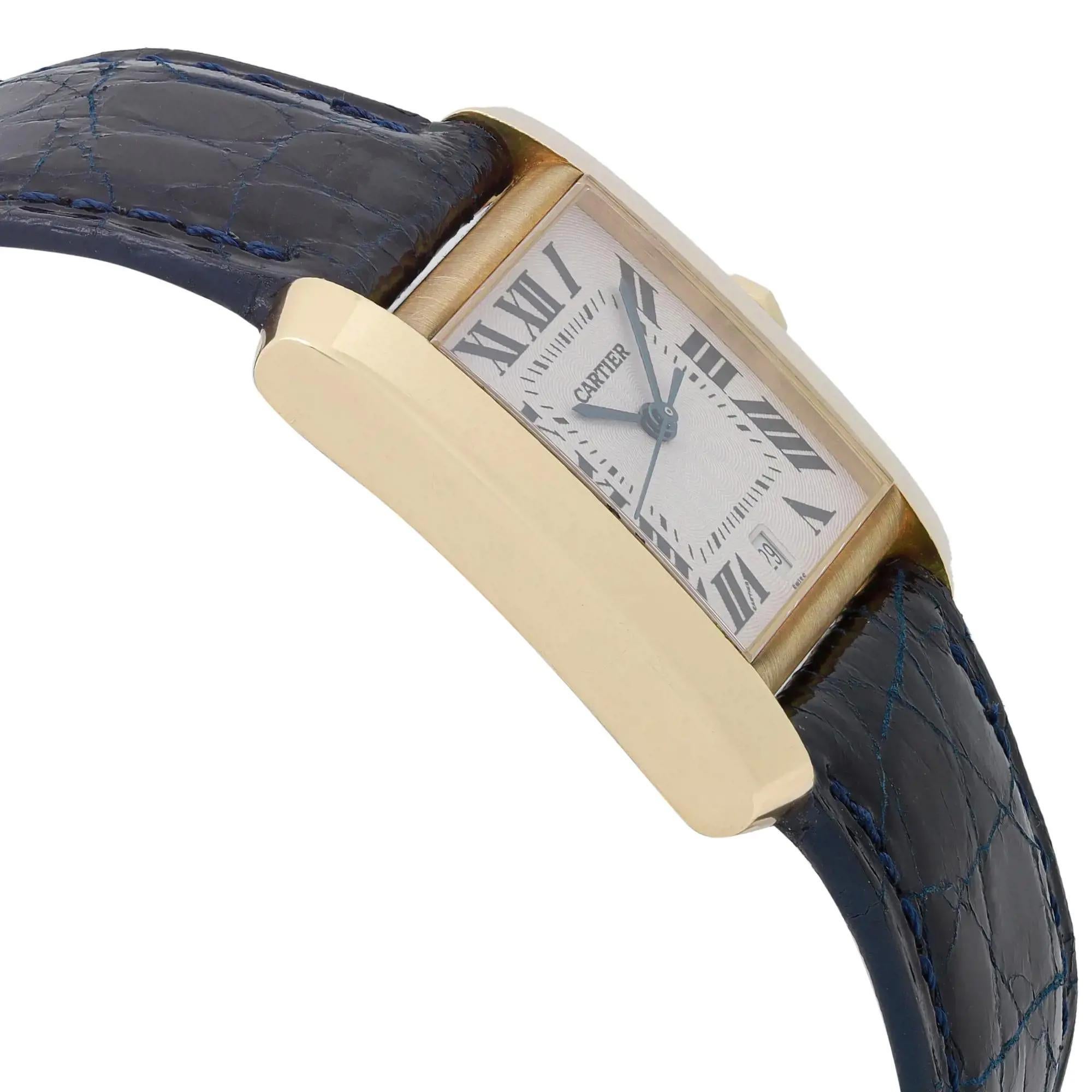 Men's Cartier Tank Francaise 18K Yellow Gold Silver Dial Automatic Mens Watch W5000156