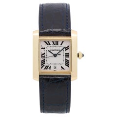 Cartier Tank Francaise 18K Yellow Gold Silver Dial Automatic Mens Watch W5000156