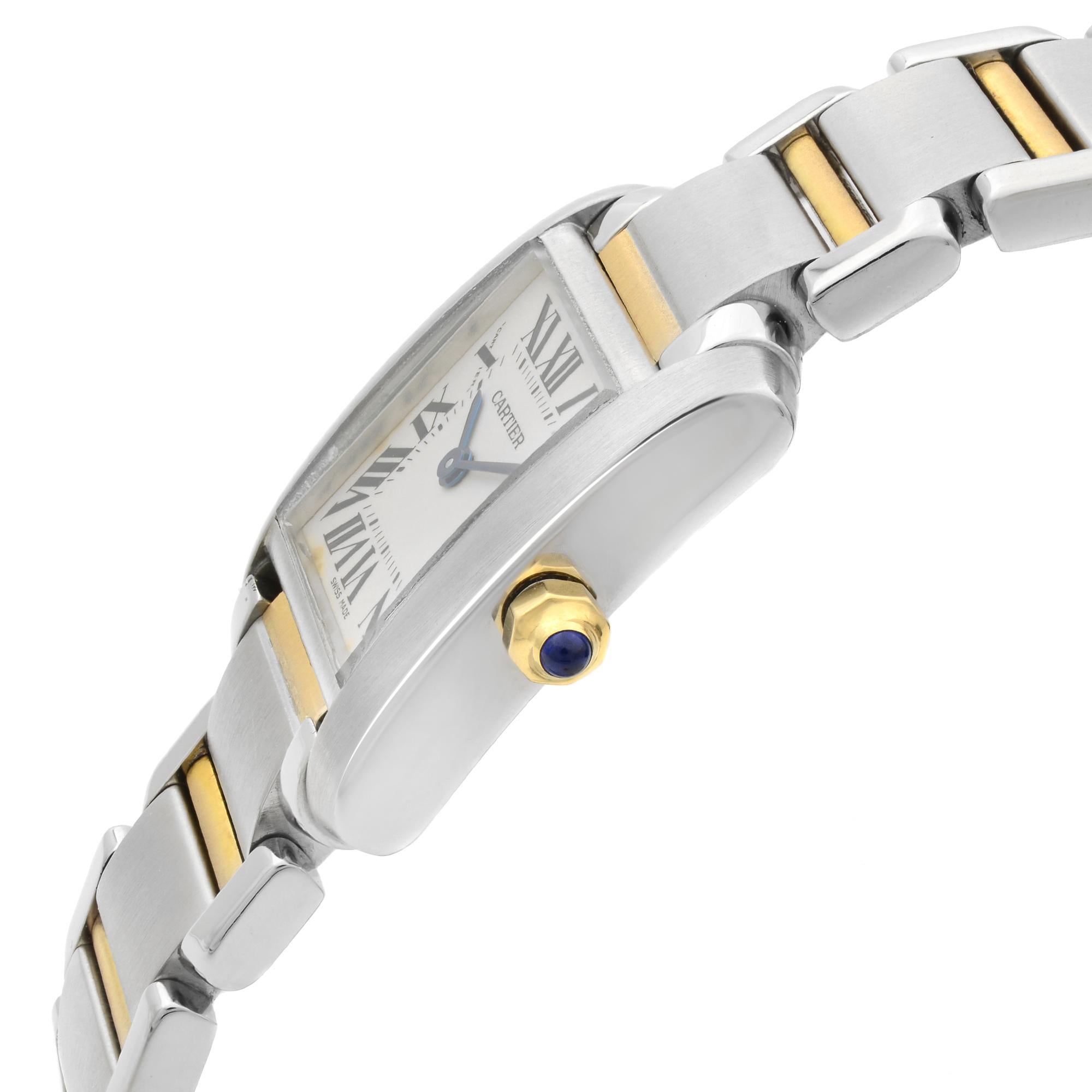 Cartier: 18 Karat Gelbgold Stahl-Quarz-Damenuhr Tank Francaise W51007Q4 im Zustand „Relativ gut“ in New York, NY