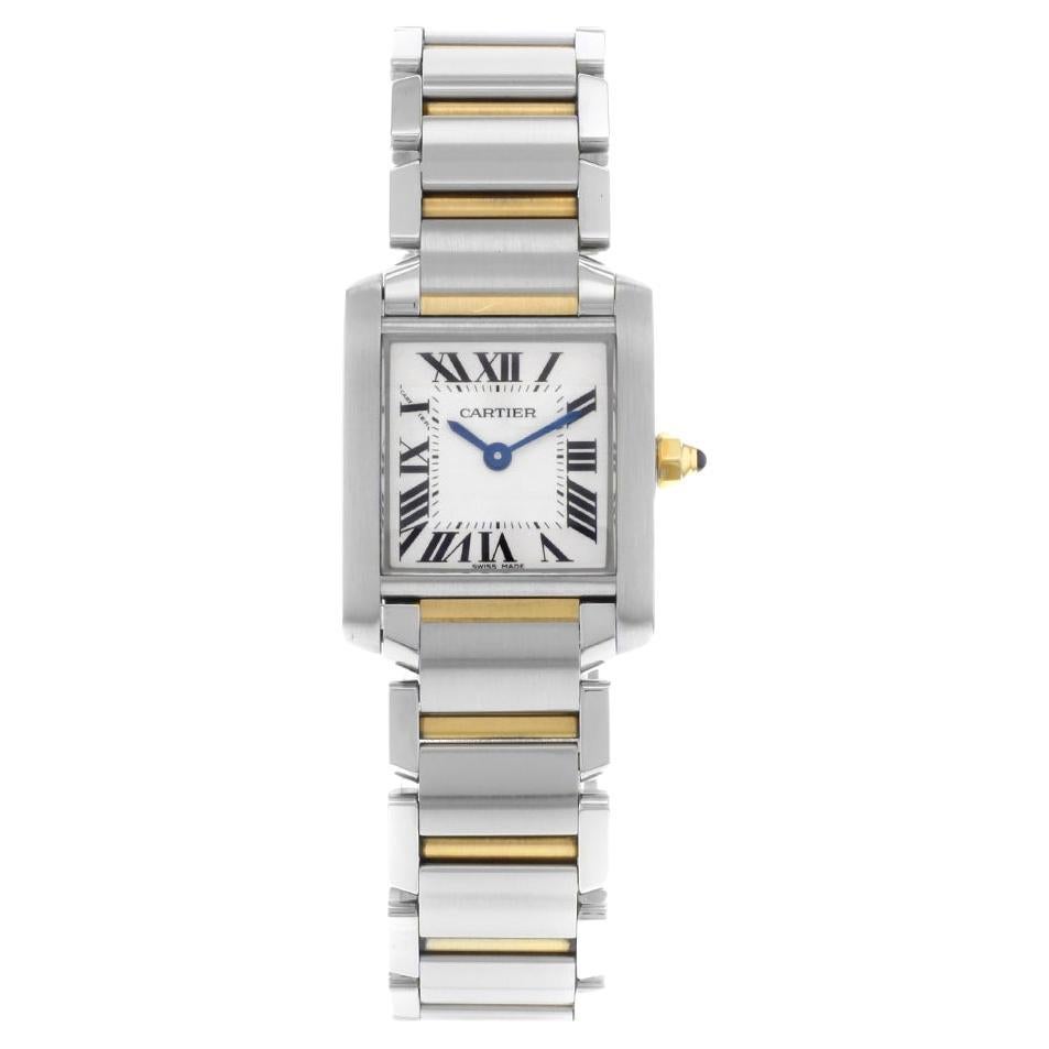 Cartier: 18 Karat Gelbgold Stahl-Quarz-Damenuhr Tank Francaise W51007Q4