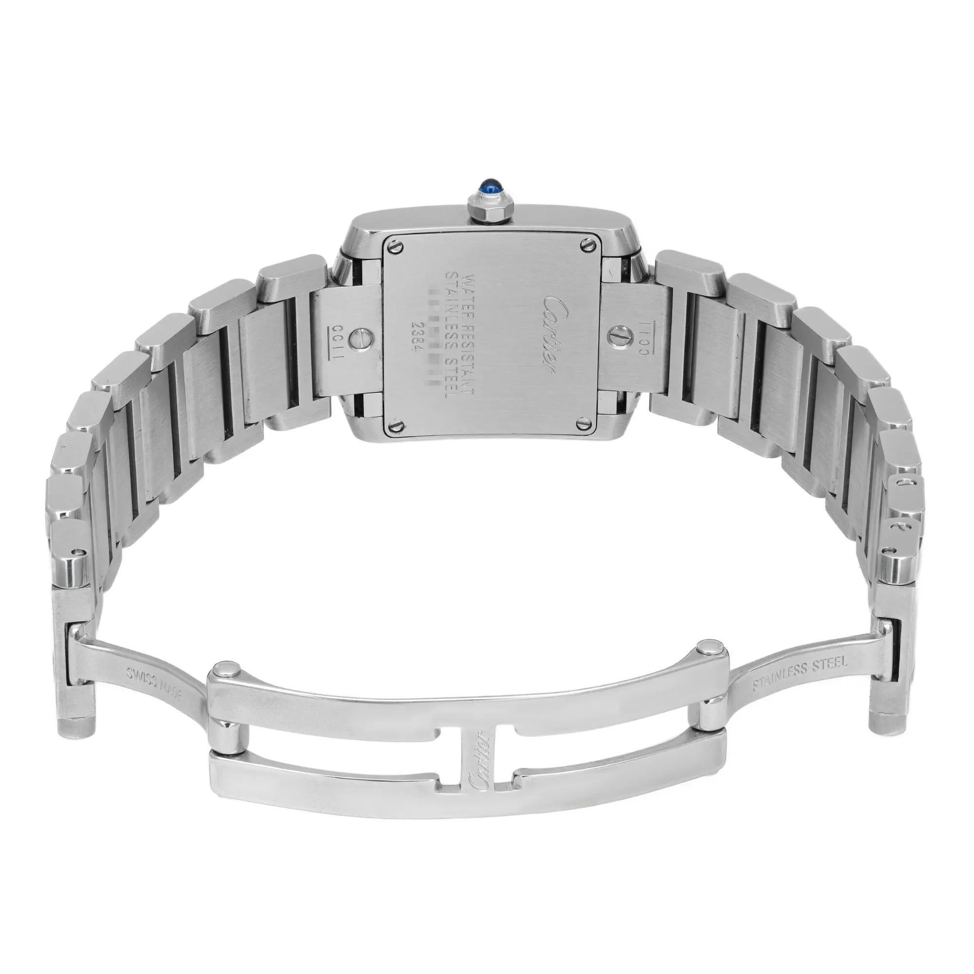 Cartier Tank Francaise 20mm Quadrante Nero Acciaio Donna Orologio al quarzo W51026Q3 in vendita 2
