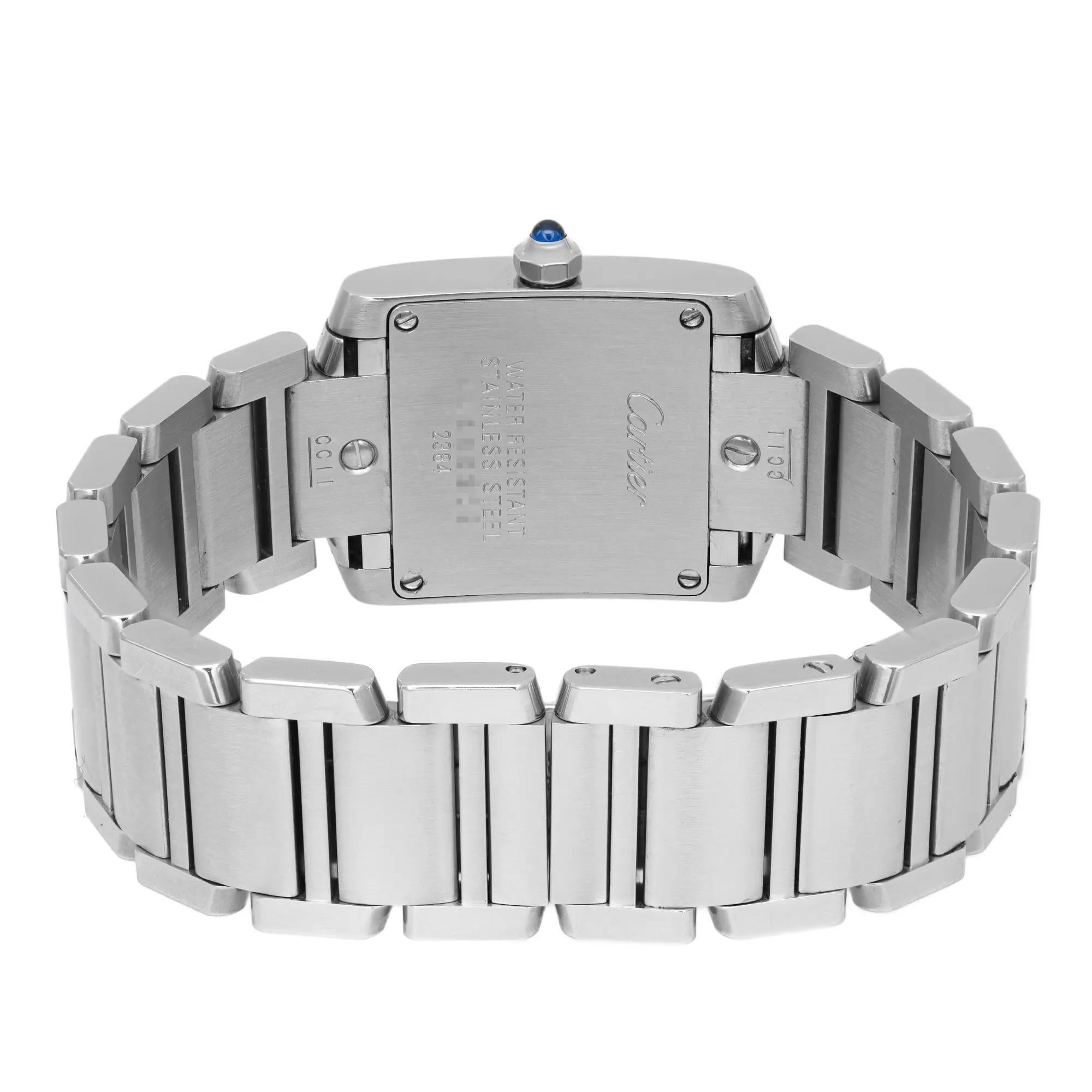 Cartier Tank Francaise 20mm Quadrante Nero Acciaio Donna Orologio al quarzo W51026Q3 in vendita 3