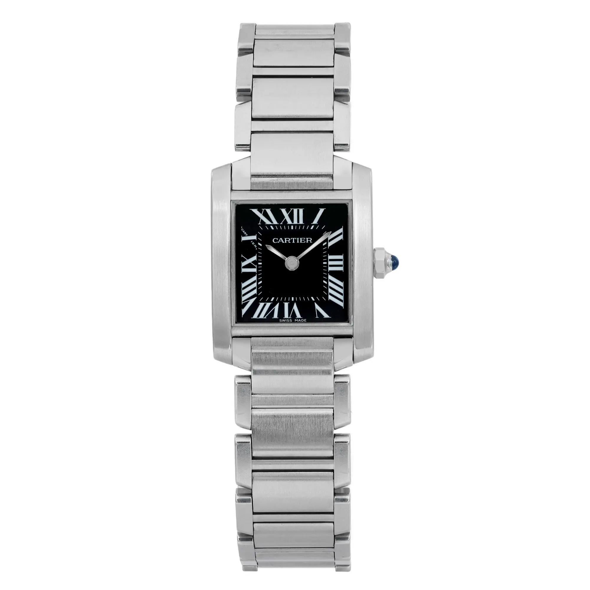 Cartier Tank Francaise 20mm Black Dial Steel Ladies Quartz Watch W51026Q3