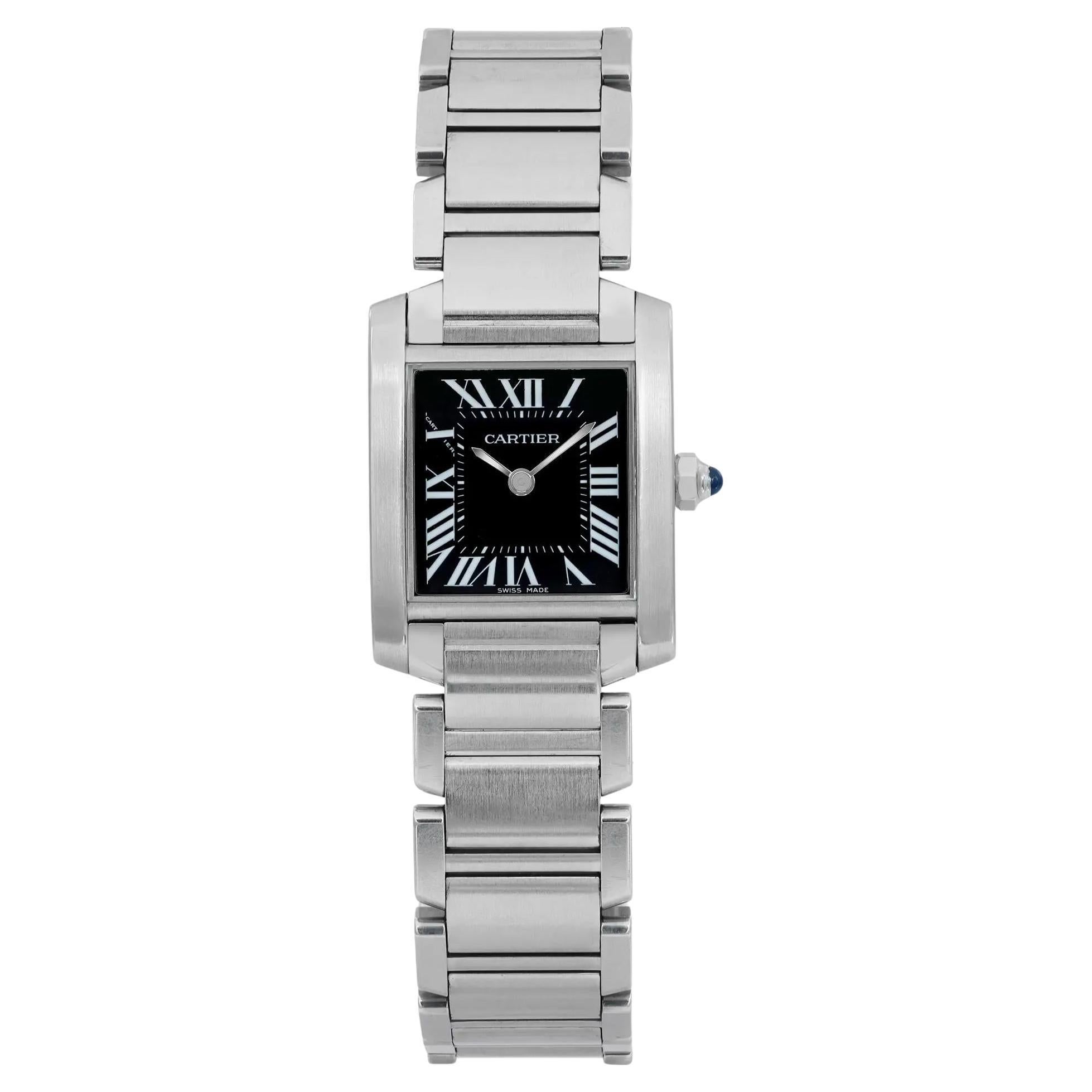 Cartier Tank Francaise 20mm Black Dial Steel Ladies Quartz Watch W51026Q3