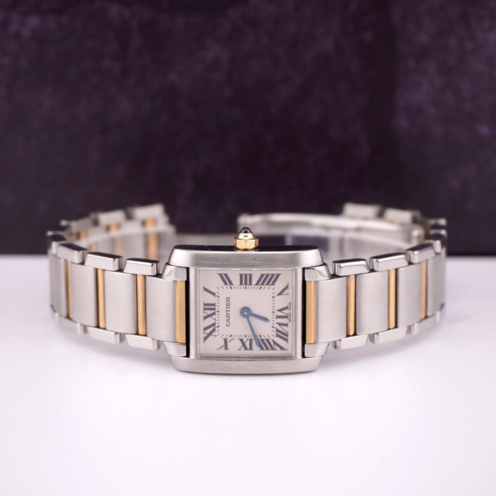 Cartier Tank Francaise 20mm Watch

Pre-owned w/ Gift Box
100% Authentic Authenticity Card
Condition - (Great Condition) - See Pics
Watch Reference - 2384
Model - Tank Francaise
Dial Color - White
Material - 18k Yellow Gold/Stainless Steel
Watch Will
