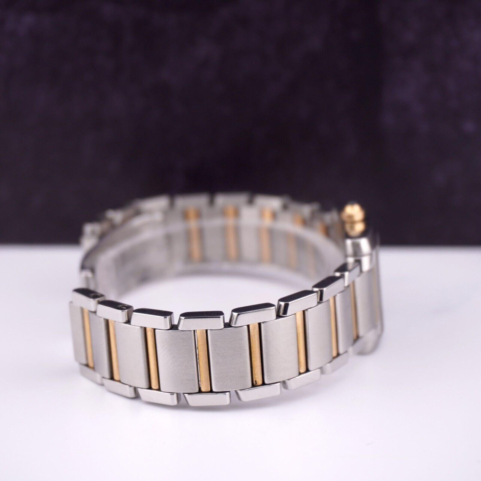 Cartier Tank Francaise 20mm Quartz Ladies 18k Gold & Steel Watch White Dial 2384 In Good Condition In Pleasanton, CA