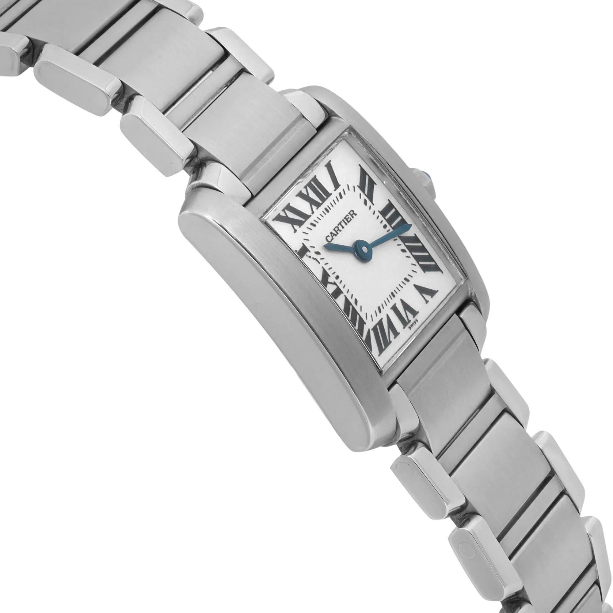 Women's Cartier Tank Francaise 20mm Stainless Steel White Dial Ladies Quartz Watch 2300 For Sale