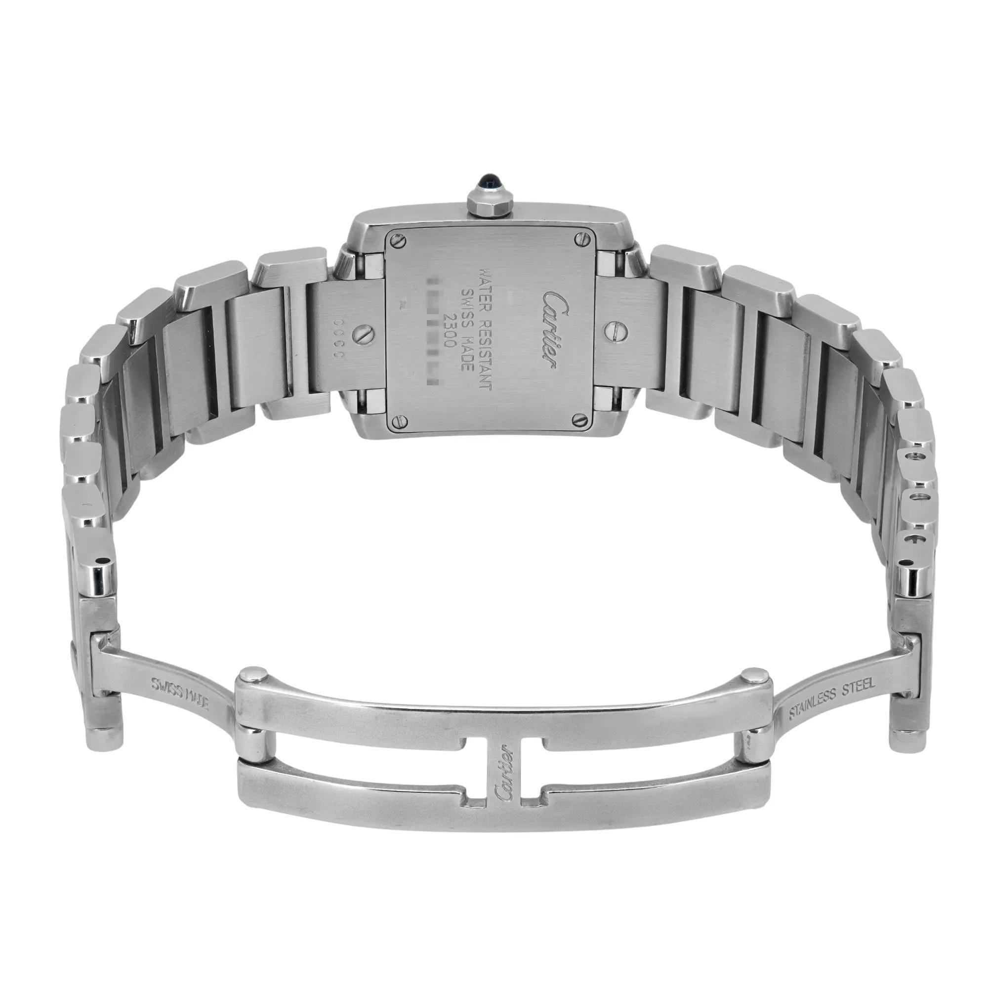 Cartier Tank Francaise 20mm Stainless Steel White Dial Ladies Quartz Watch 2300 For Sale 2