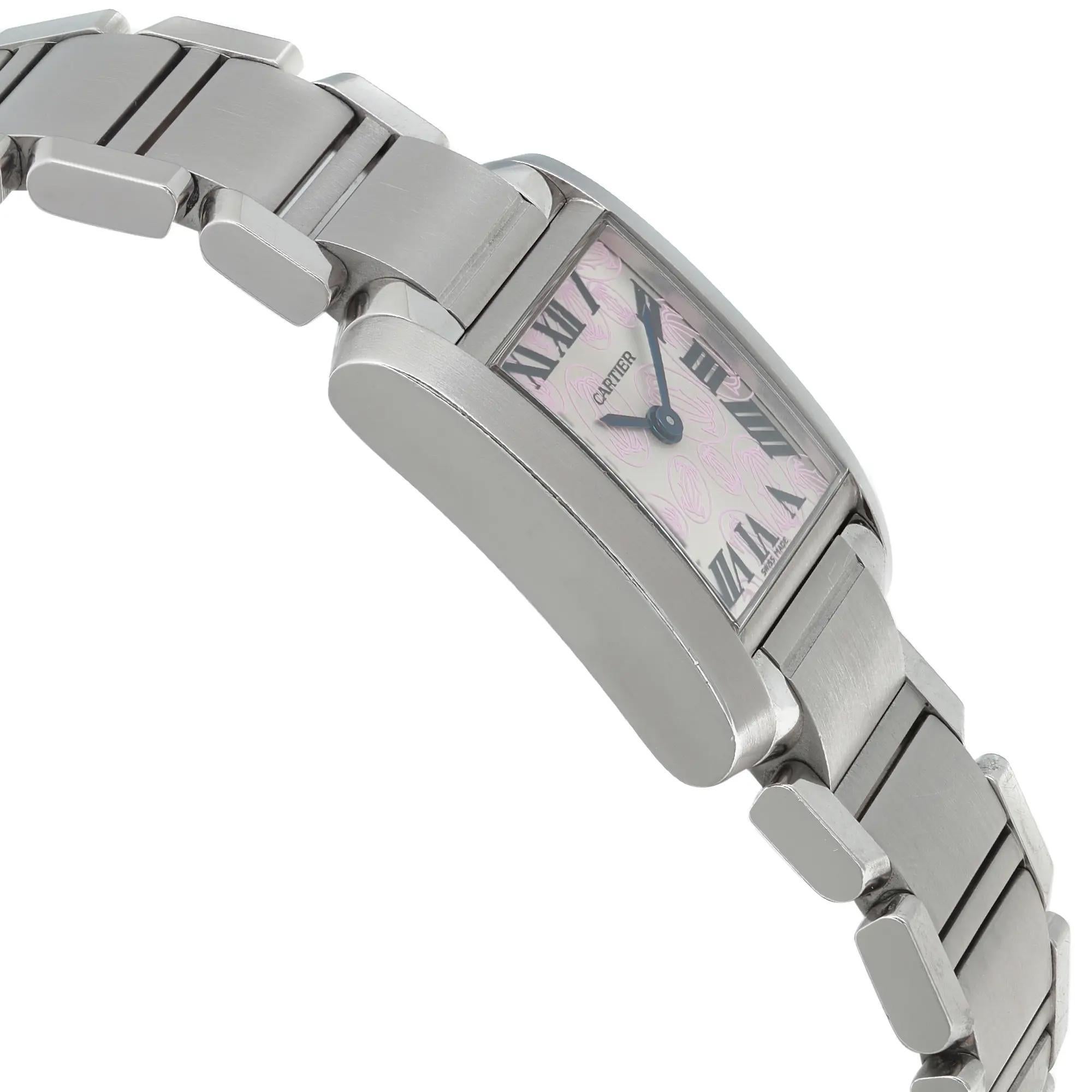 Cartier Tank Francaise 20mm Steel Silver Dial Ladies Quartz Watch W51031Q3 In Excellent Condition For Sale In New York, NY