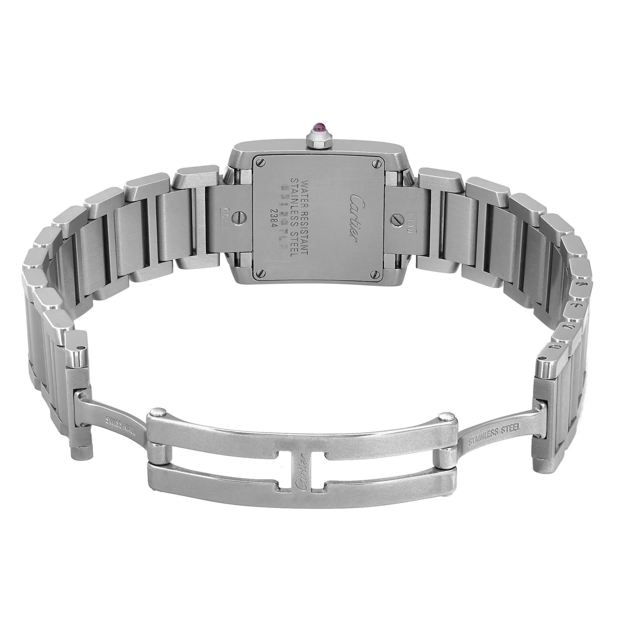 Cartier Tank Francaise 20mm Steel Silver Dial Ladies Quartz Watch W51031Q3 For Sale 1