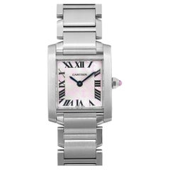 Cartier: Damen-Quarzuhr W51031Q3, Tank Francaise, 20 mm, Stahl, Silber-Silber-Zifferblatt