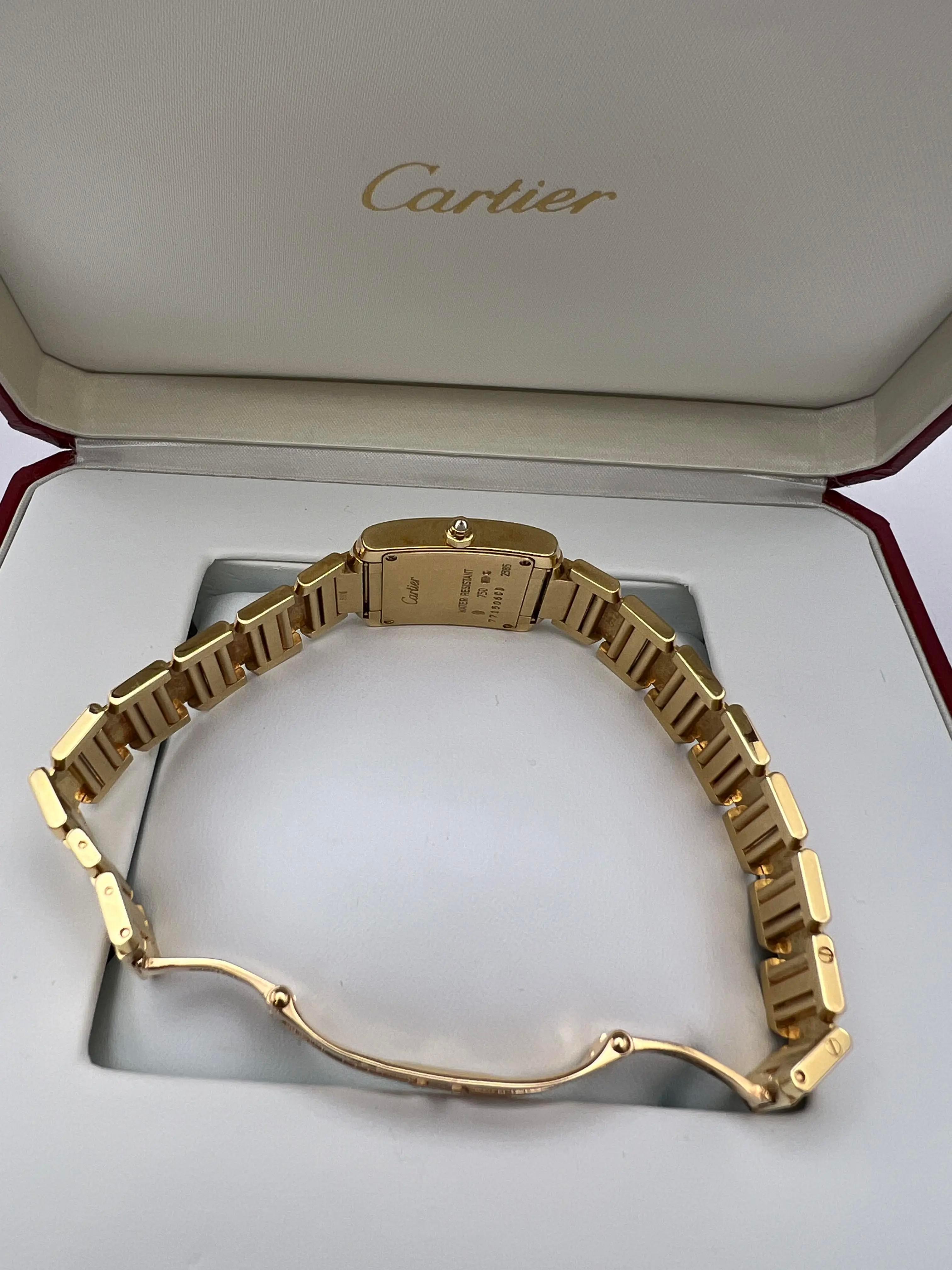 Cartier Tank Francaise 20mm x 25mm Bisel de Diamantes de Fábrica de Oro de 18K WE1023R8 Caja en venta 8