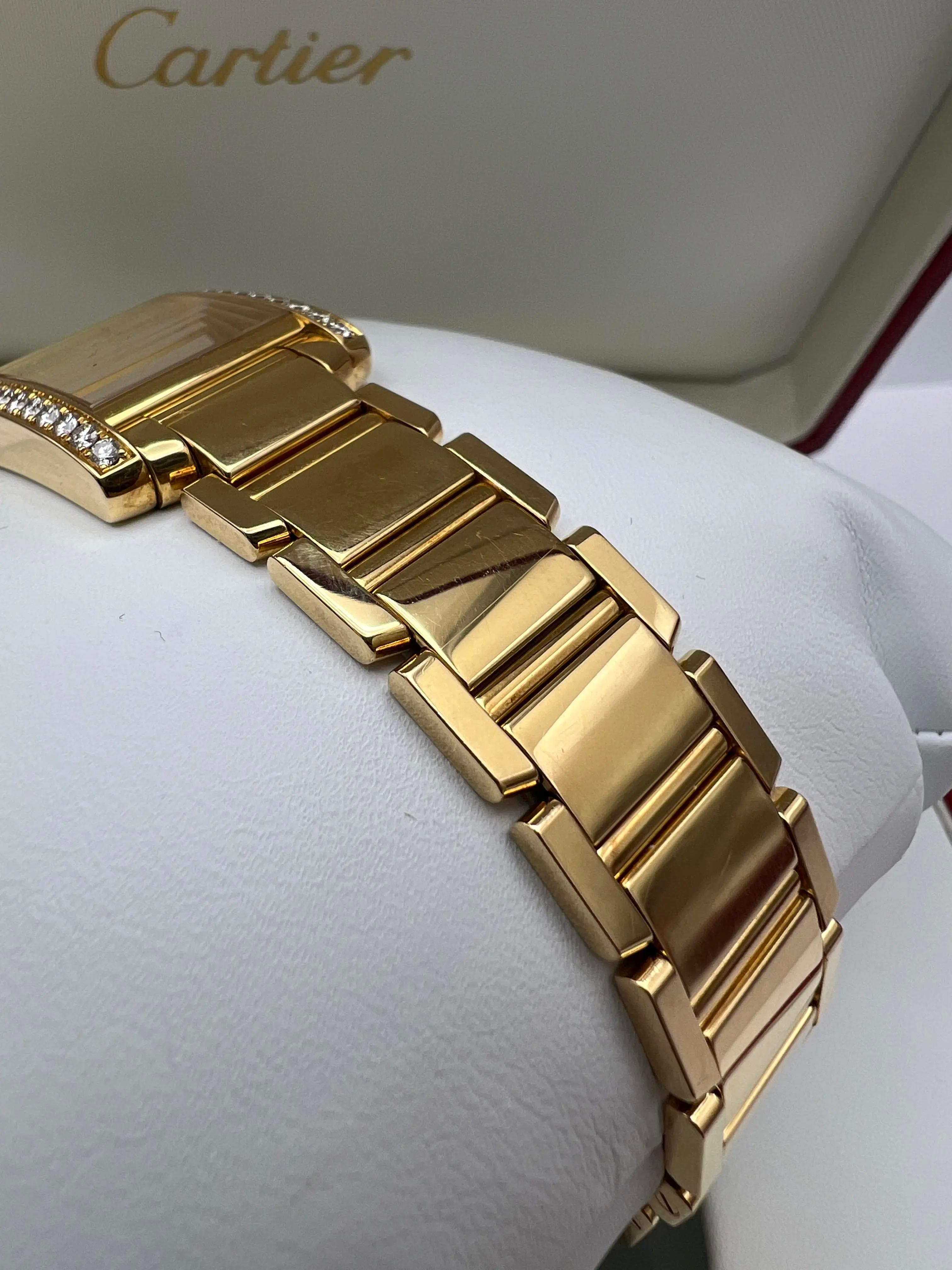 Cartier Tank Francaise 20mm x 25mm Bisel de Diamantes de Fábrica de Oro de 18K WE1023R8 Caja en venta 1