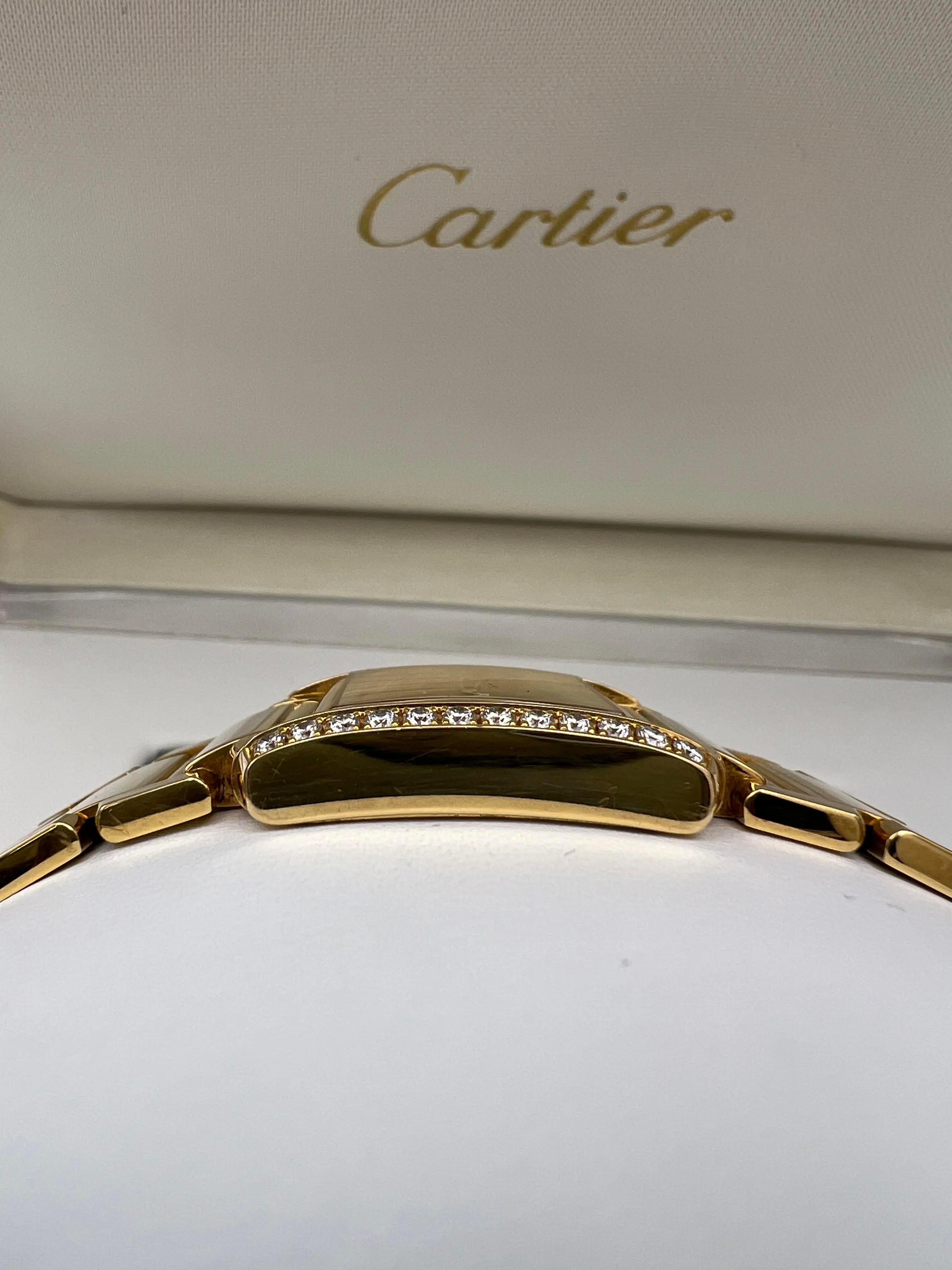 Cartier Tank Francaise 20mm x 25mm Bisel de Diamantes de Fábrica de Oro de 18K WE1023R8 Caja en venta 2