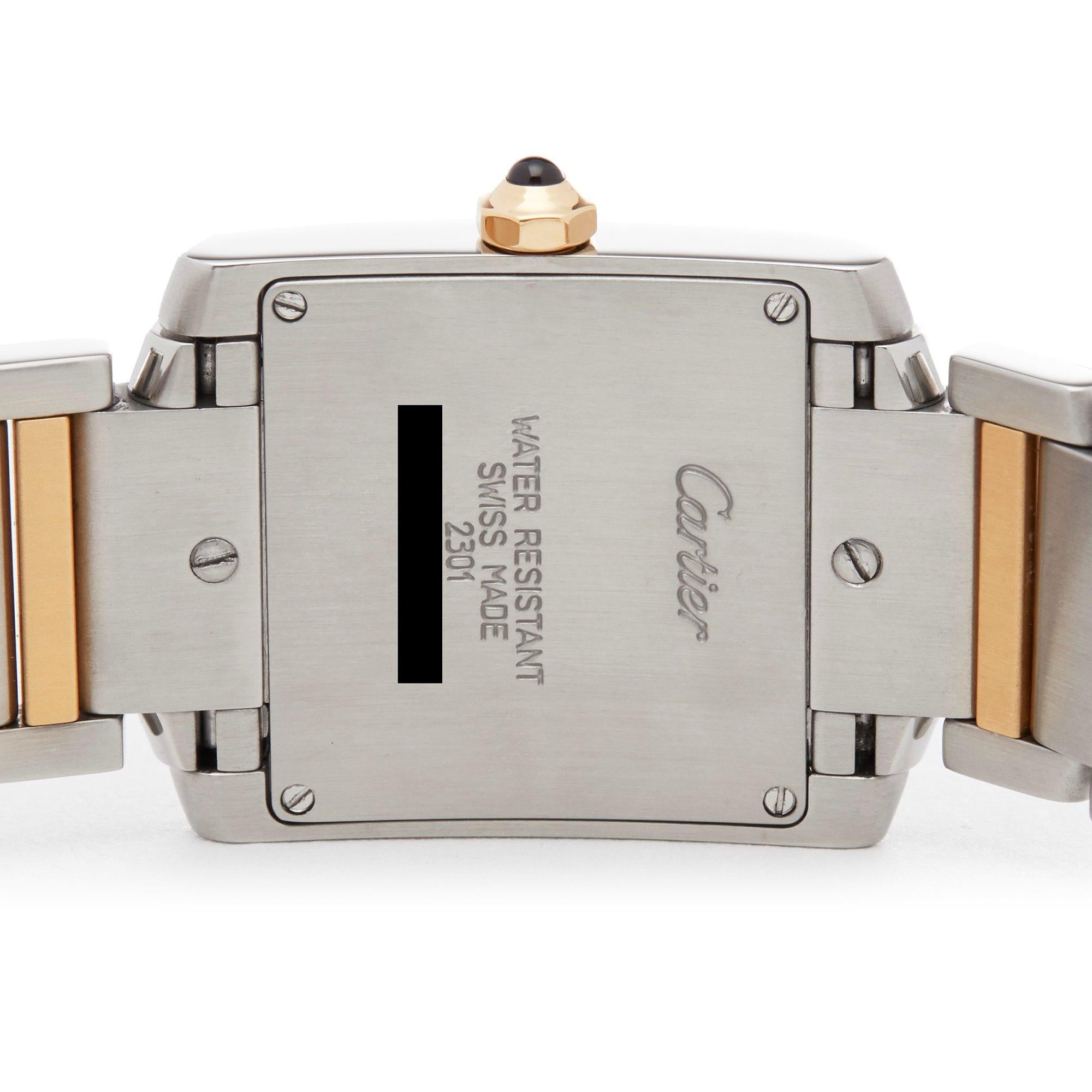 Cartier Tank Francaise 2301 Ladies Stainless Steel and Yellow Gold Watch In Excellent Condition In Bishops Stortford, Hertfordshire