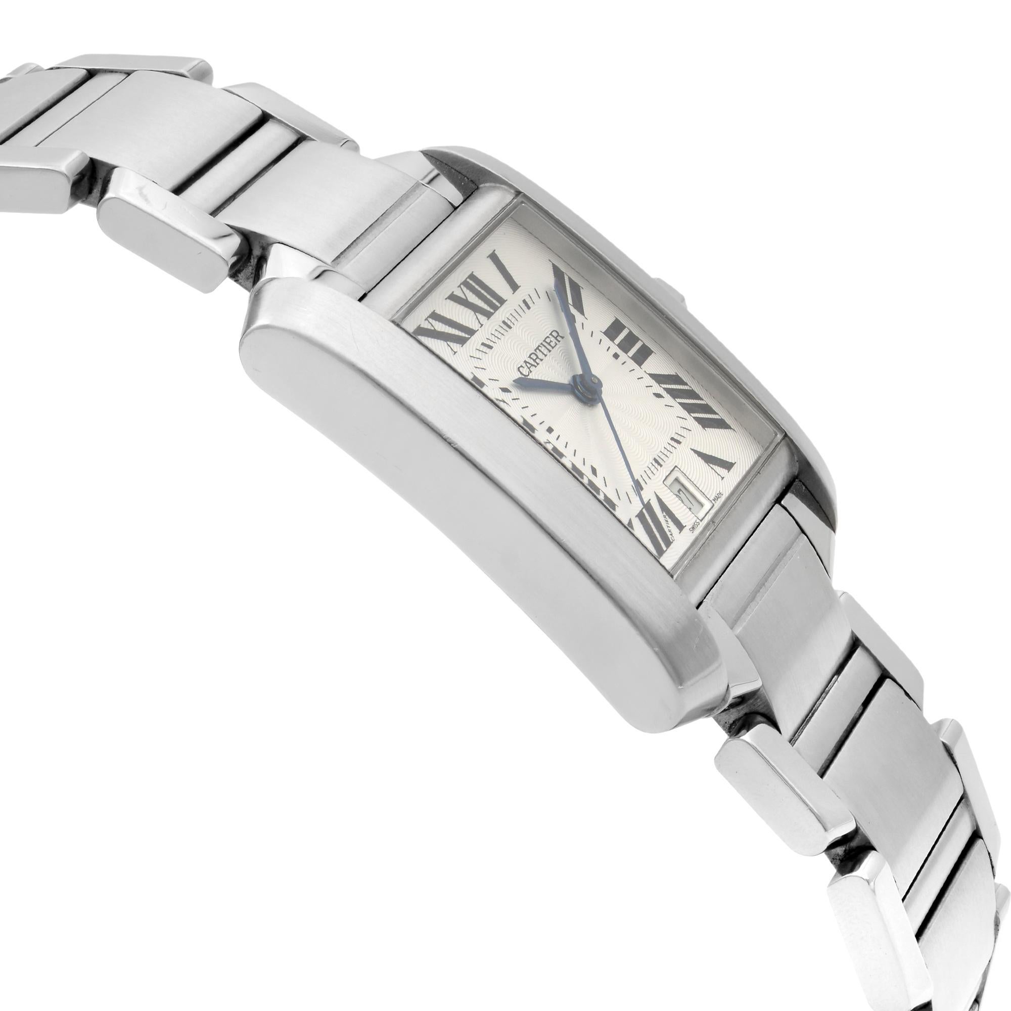 Cartier Tank Francaise 2302 Stainless Steel Silver Dial Men's Watch W51002Q3 1