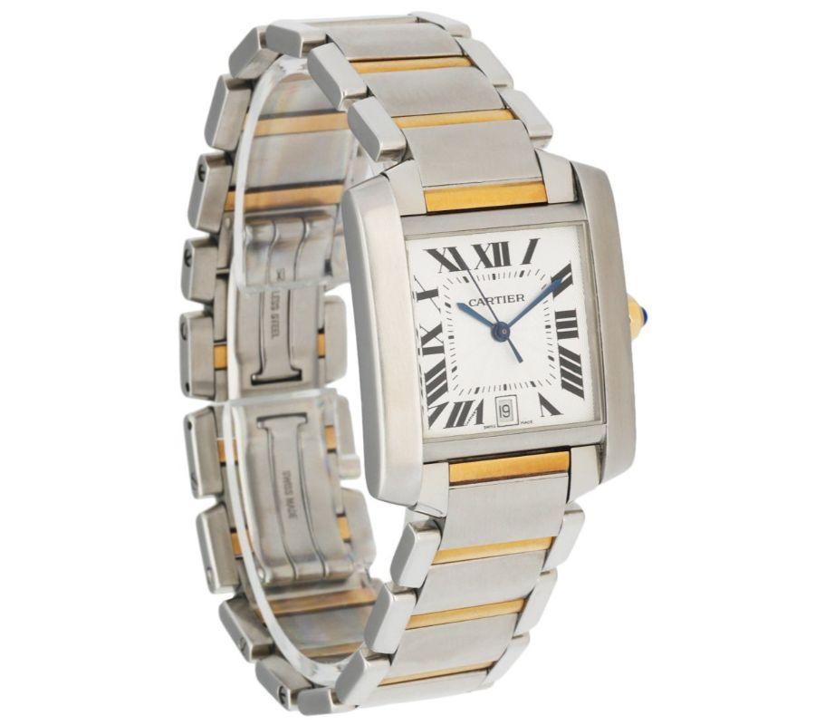 Cartier Tank Francaise 2302 / W51005Q4 Two Tone Automatic Box & Papers In Excellent Condition In Great Neck, NY