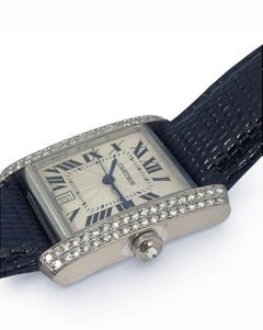 Cartier Tank Francaise 2366 White Gold and Diamond Large Automatic Wrist Watch