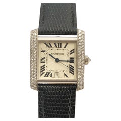Cartier Tank Francaise 2366 White Gold and Diamond Large Automatic Wrist Watch