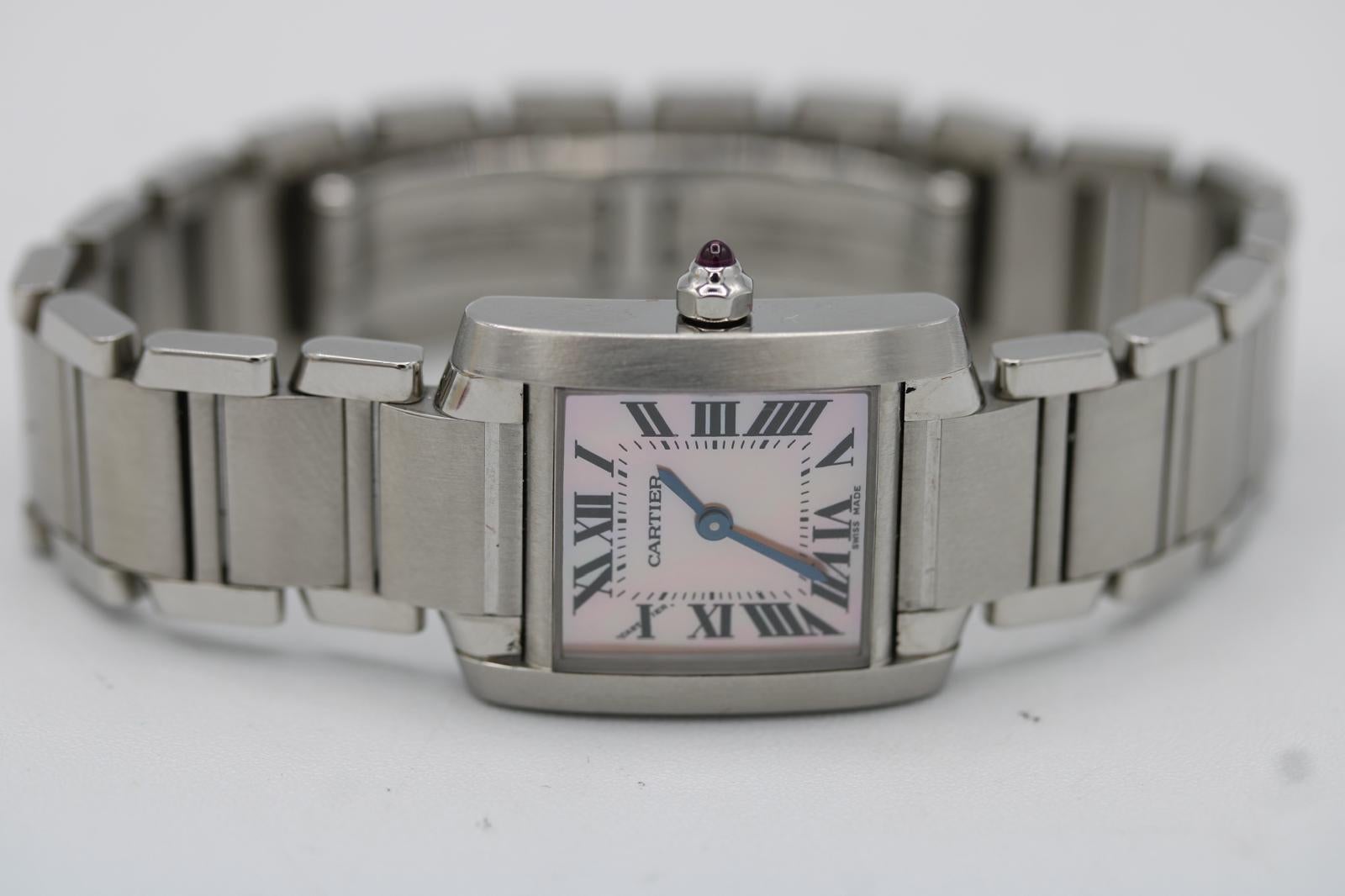 Cartier Tank Française 2384 Rosa Madreperla Esfera Fábrica W51008Q3 Cuenta en venta