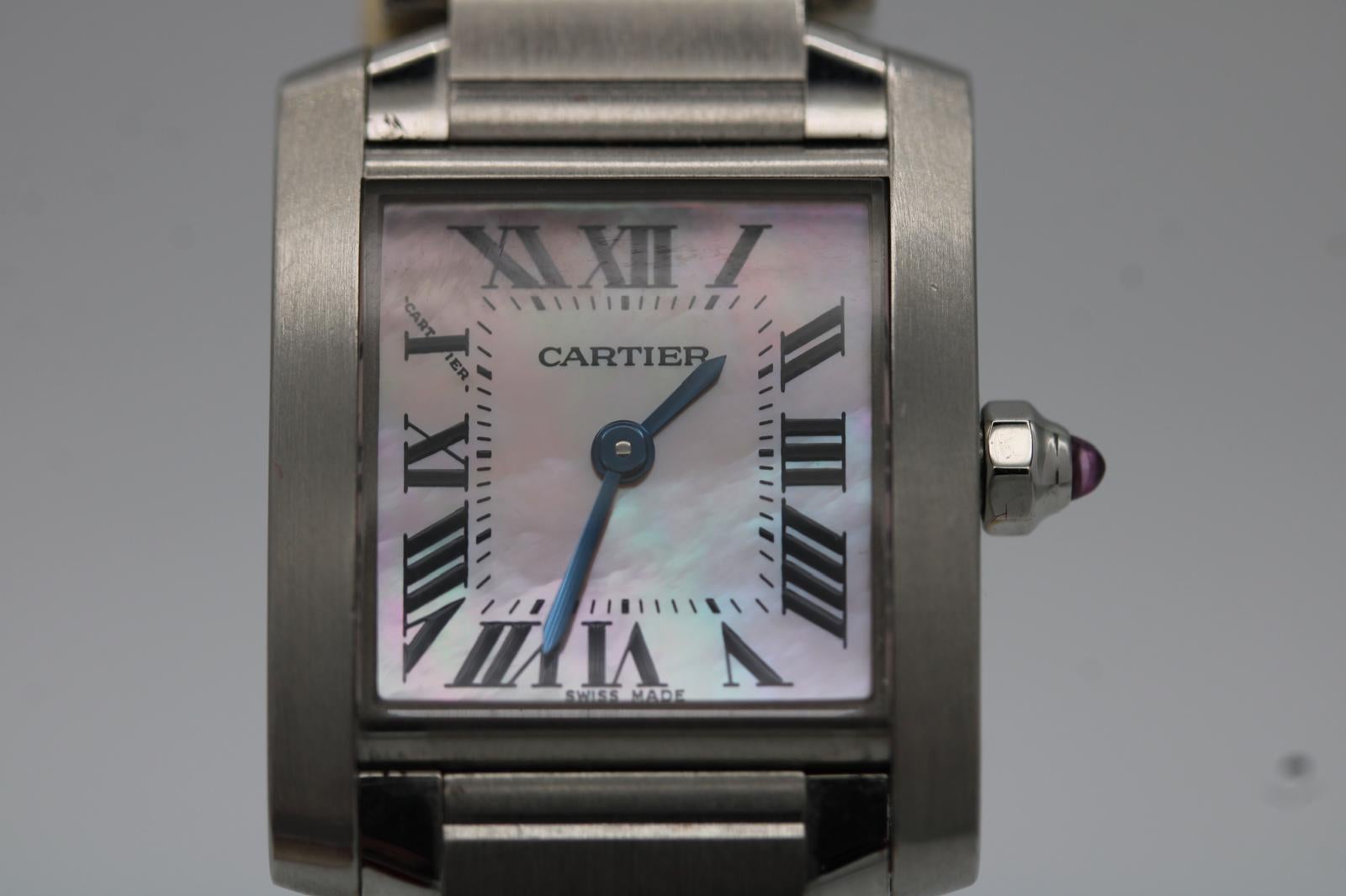 Cartier Tank Française 2384 Rosa Madreperla Esfera Fábrica W51008Q3 en Bueno estado para la venta en London, GB