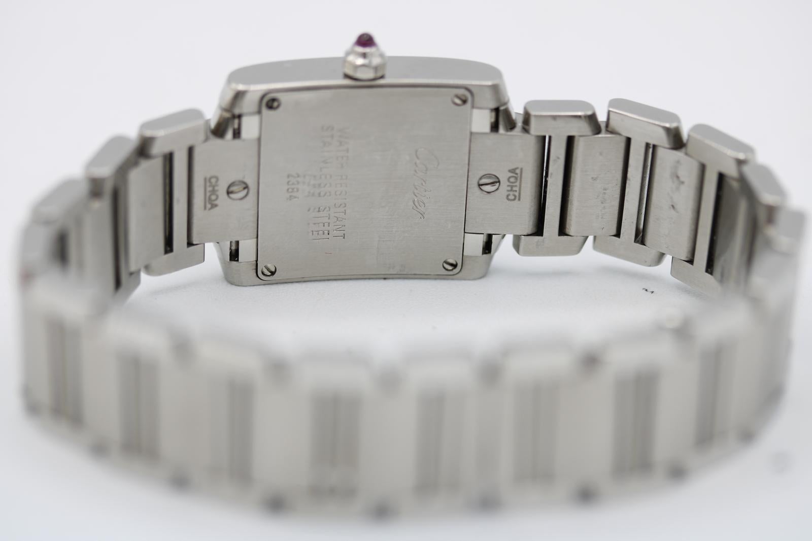Cartier Tank Française 2384 Rosa Madreperla Esfera Fábrica W51008Q3 en venta 4