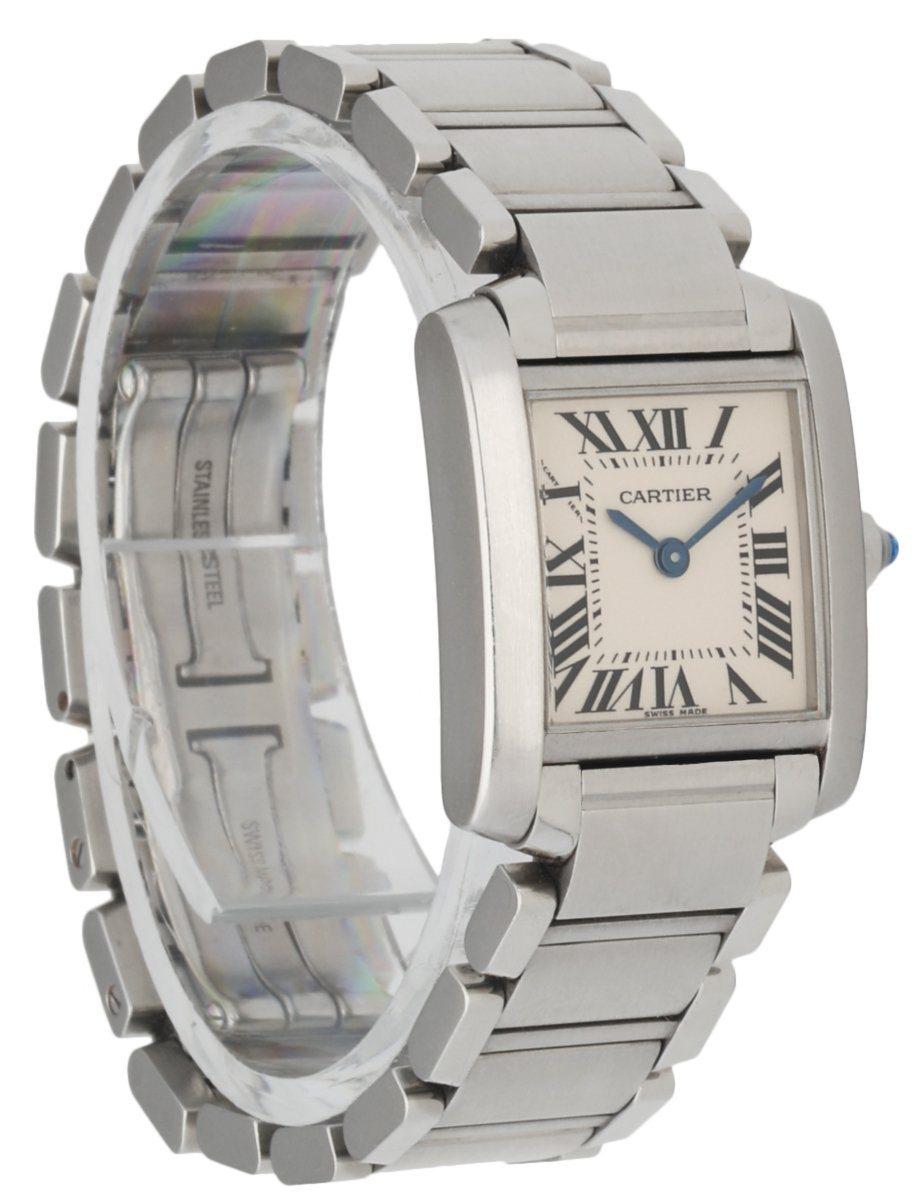 Cartier Tank Francaise 2384 Stainless Steel Ladies Watch In Excellent Condition In Great Neck, NY