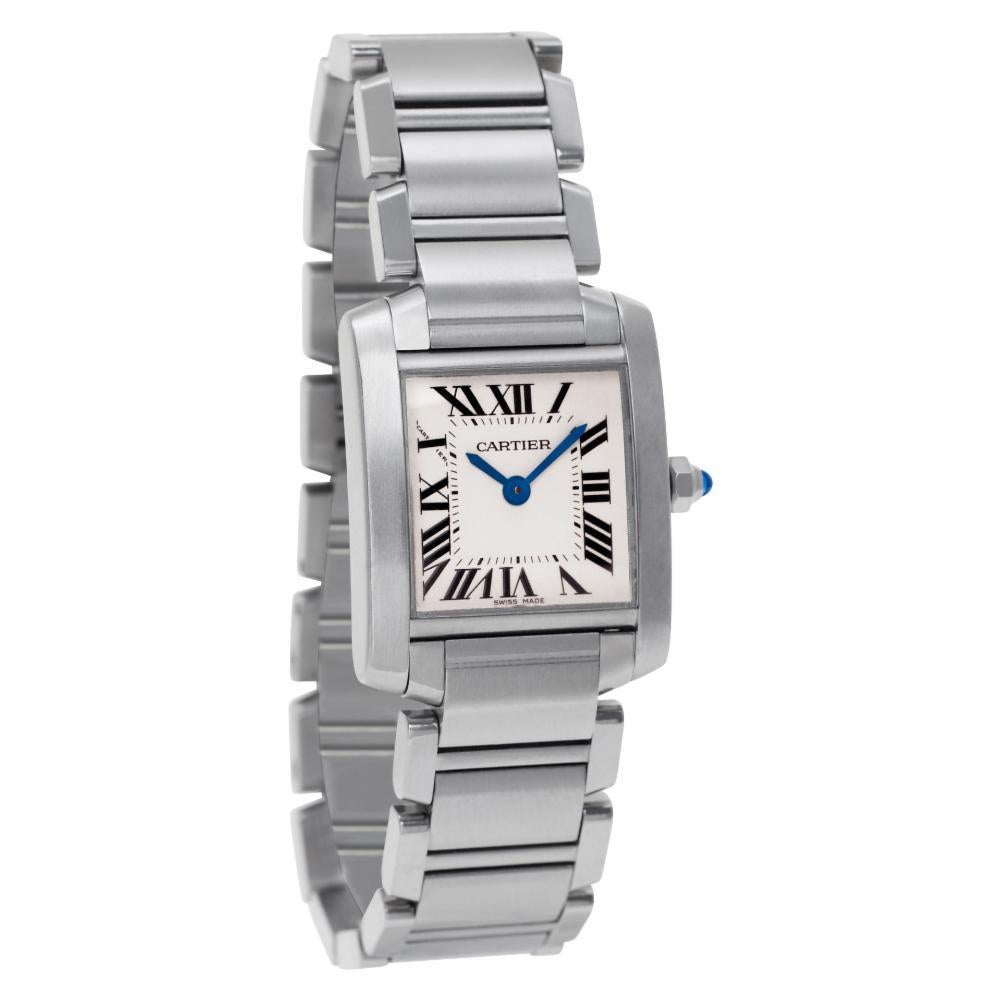 Cartier Tank Francaise 2384 Stainless Steel Off-White Dial Quartz Watch In Excellent Condition In Miami, FL