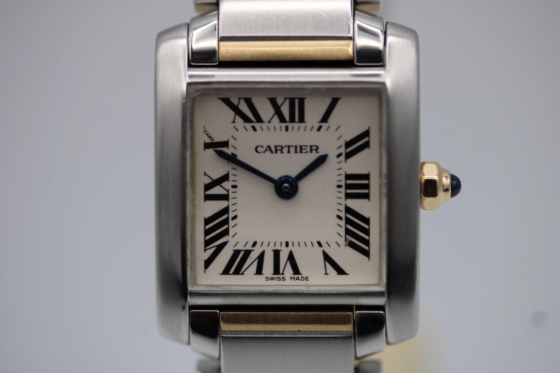 Cartier Tank Francaise 2384 Steel and Gold Watch and Box Only  In Good Condition In London, GB