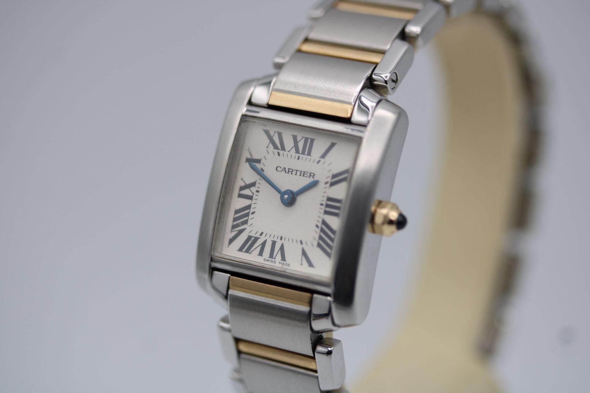 Women's Cartier Tank Francaise 2384 Steel and Gold Watch and Box Only 